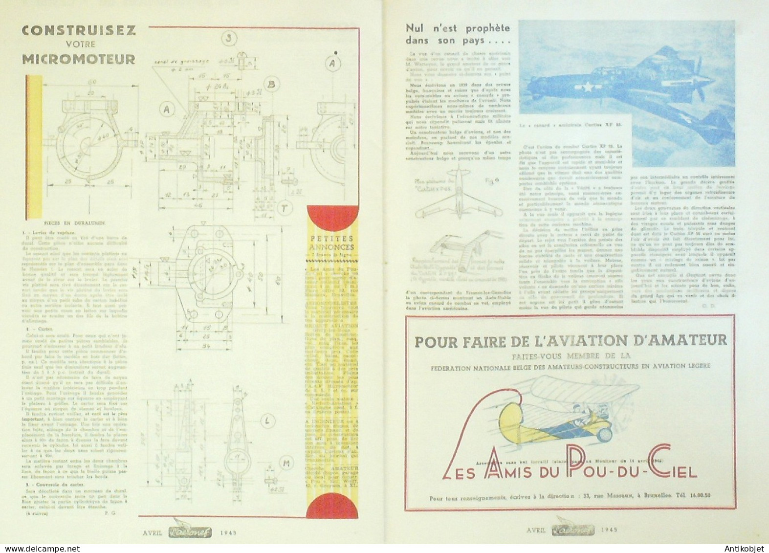 L'Aéronef 1945 N° 3 Potez 63 Curtiss XP 55 Cricri Salmson  - Boeken