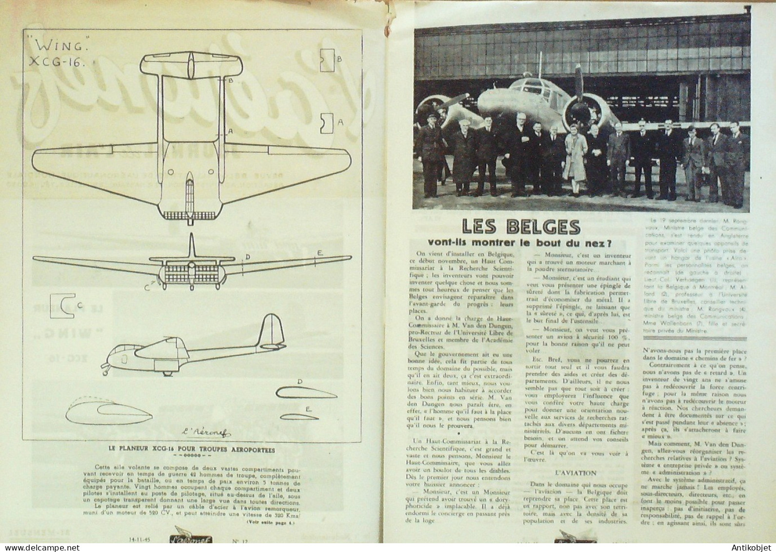 L'Aéronef 1945 N°12 Junkers 004 Wing XCG 16 Havilland Vampire - Boeken