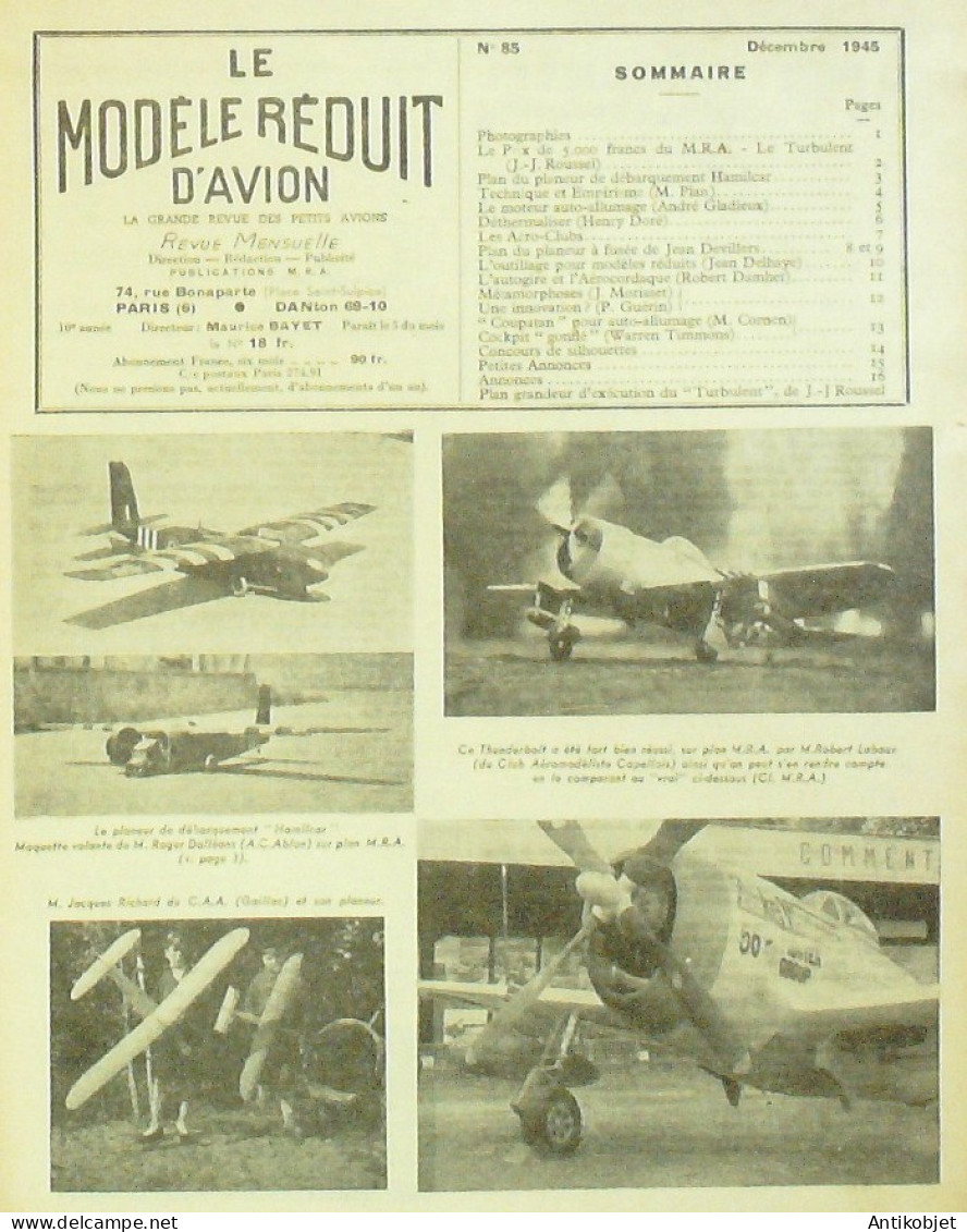 Aviation Modèle Réduit 1945 N°85 Le Turbulent Aérocordaque - Manuels