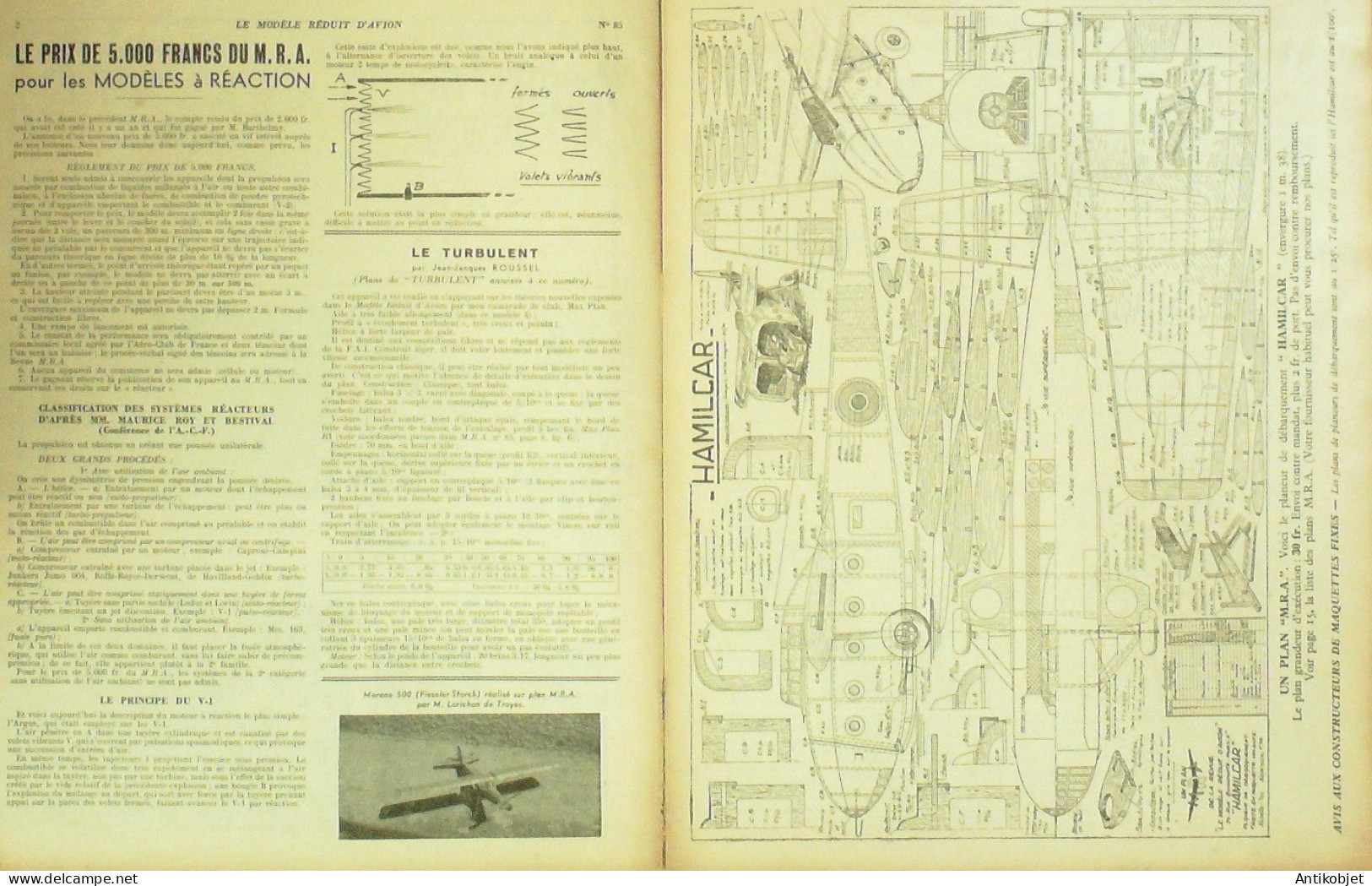 Aviation Modèle Réduit 1945 N°85 Le Turbulent Aérocordaque - Manuali