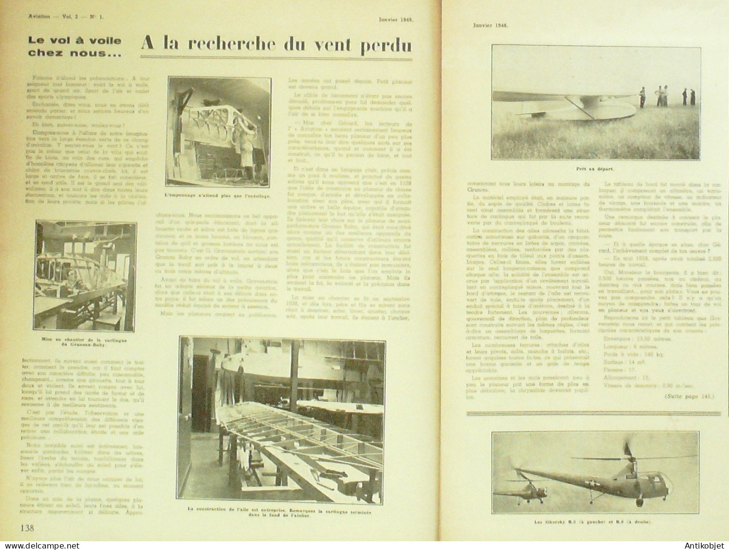 Aviation 1946 N° 1 Attaches D'ailes Hélicoptères De Guerre - Manuali