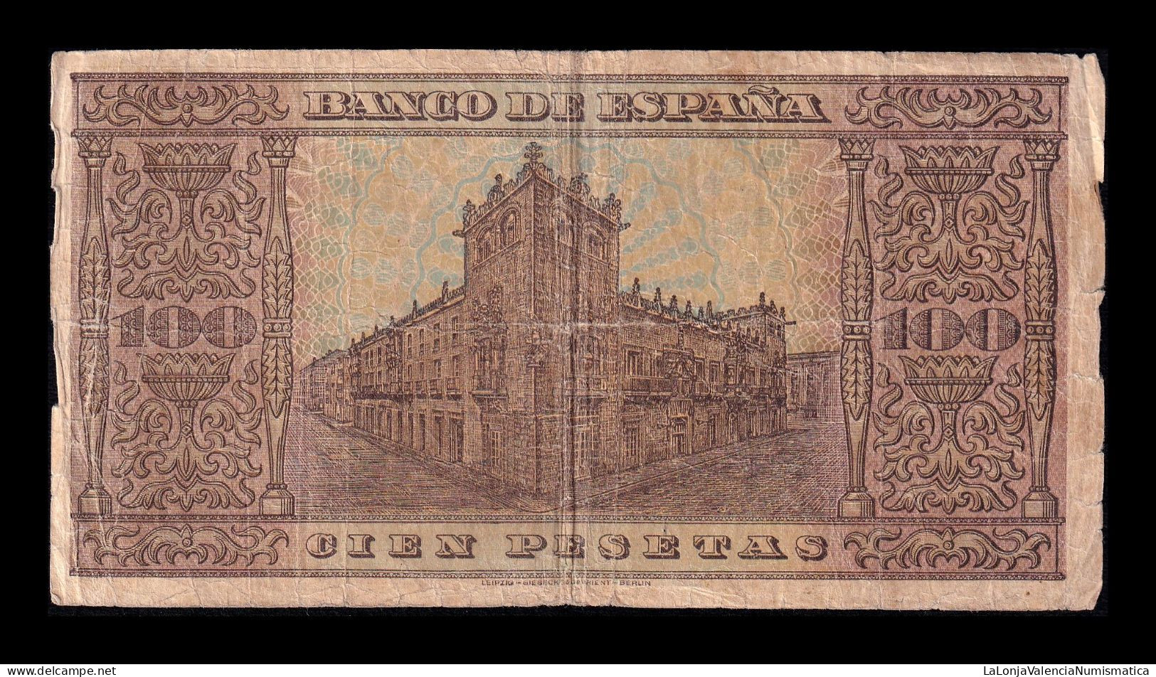 España Spain 100 Pesetas Burgos 1938 Pick 113 Serie H Bc F - 100 Pesetas