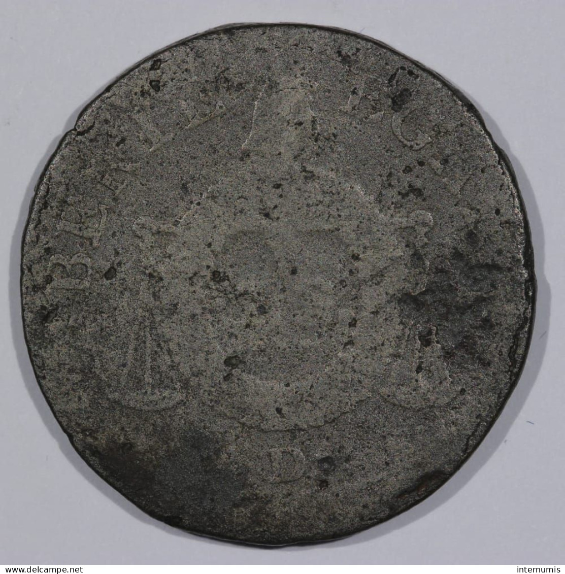 France, 1 Sol Aux Balances, 1793, D - Lyon, Mdc (Bell Metal), Gad.19 - 1792-1975 National Convention