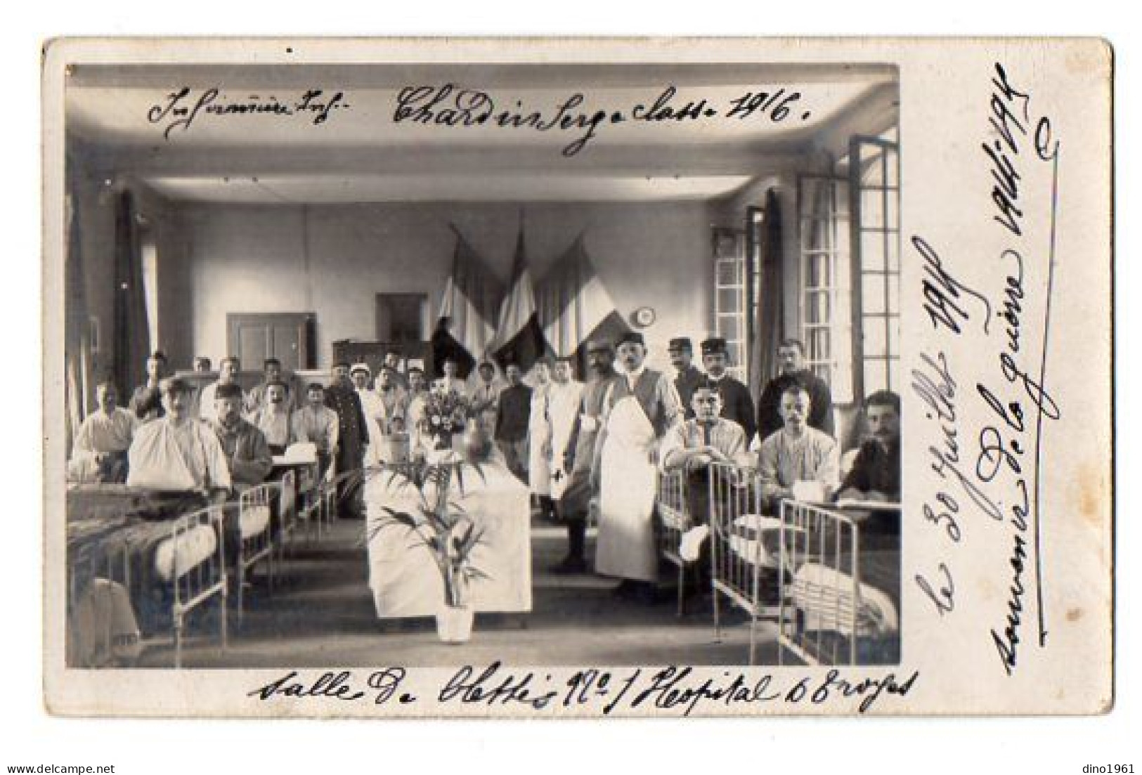 CPA 3415 - MILITARIA - Carte Photo Militaire - Soldat Serge CHARDIN - Salle De Blessés N° 1 Hopital De TROYES - Characters