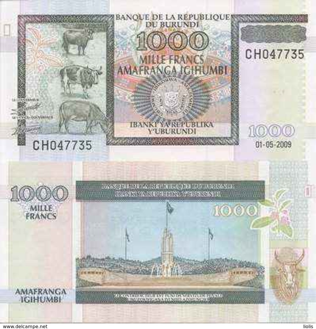 Burundi  P-46  1000 Francs  2009  UNC - Burundi