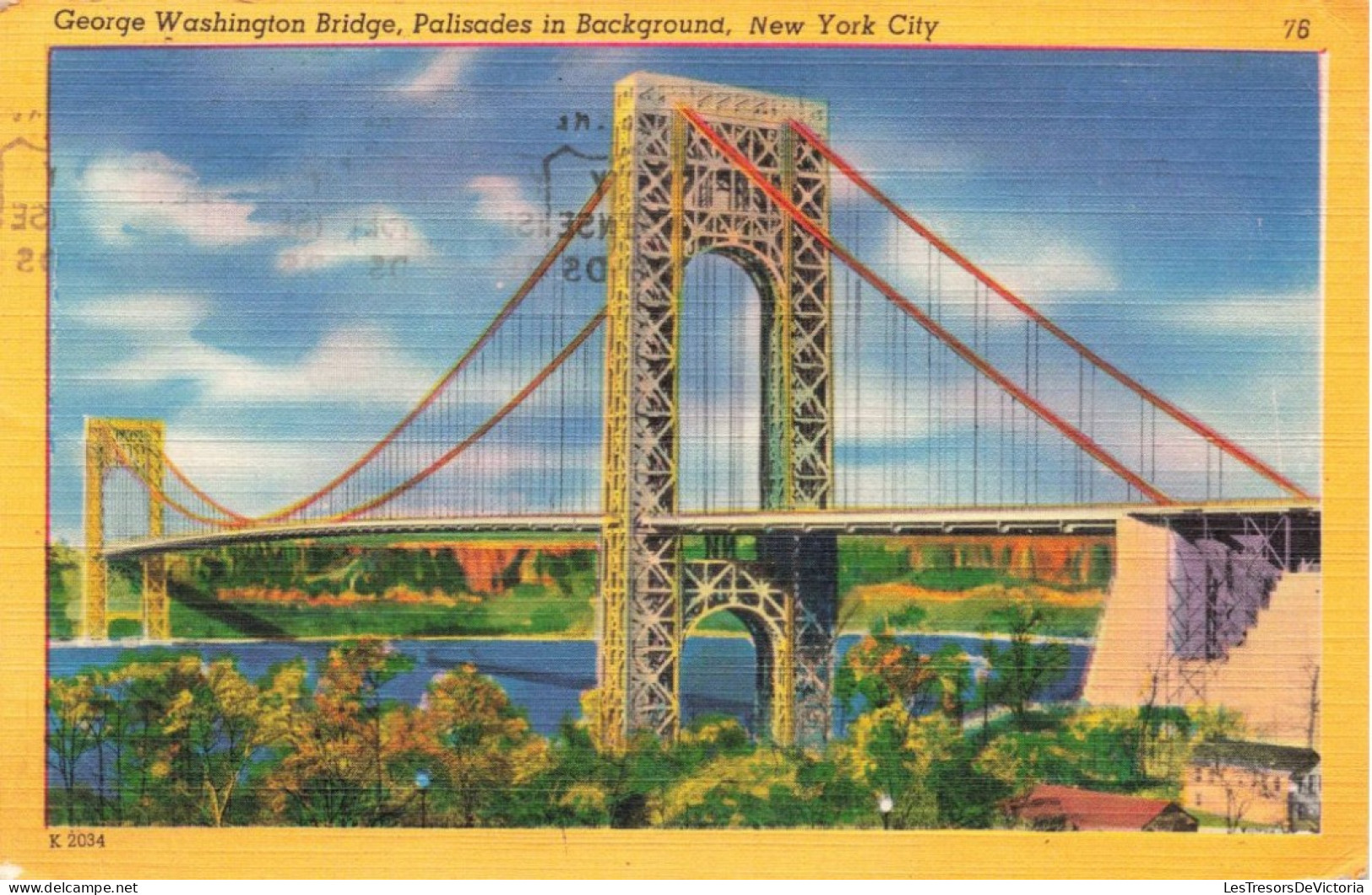ETATS UNIS - New York City - George Washington Bridge - Palisades In Background - Colorisé - Carte Postale Ancienne - Bridges & Tunnels