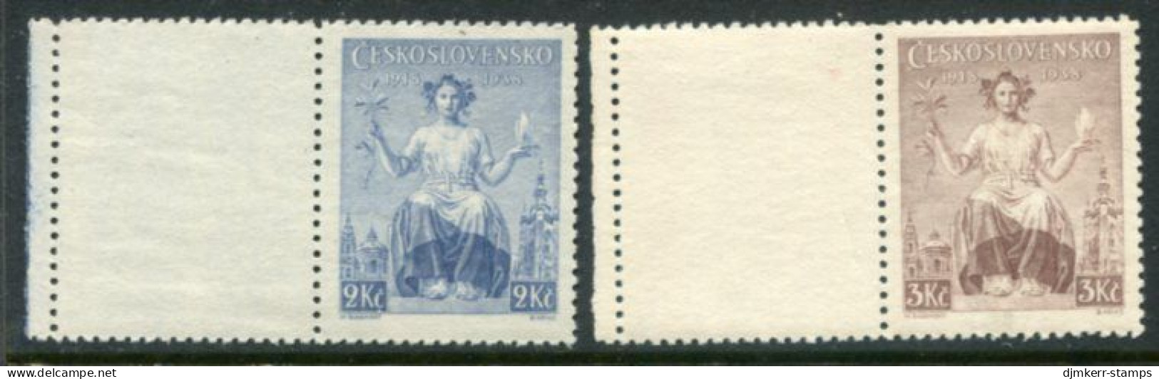 CZECHOSLOVAKIA 1938 Republic Anniversary With Blank Labels MNH / ** .  Michel 404-05 - Neufs