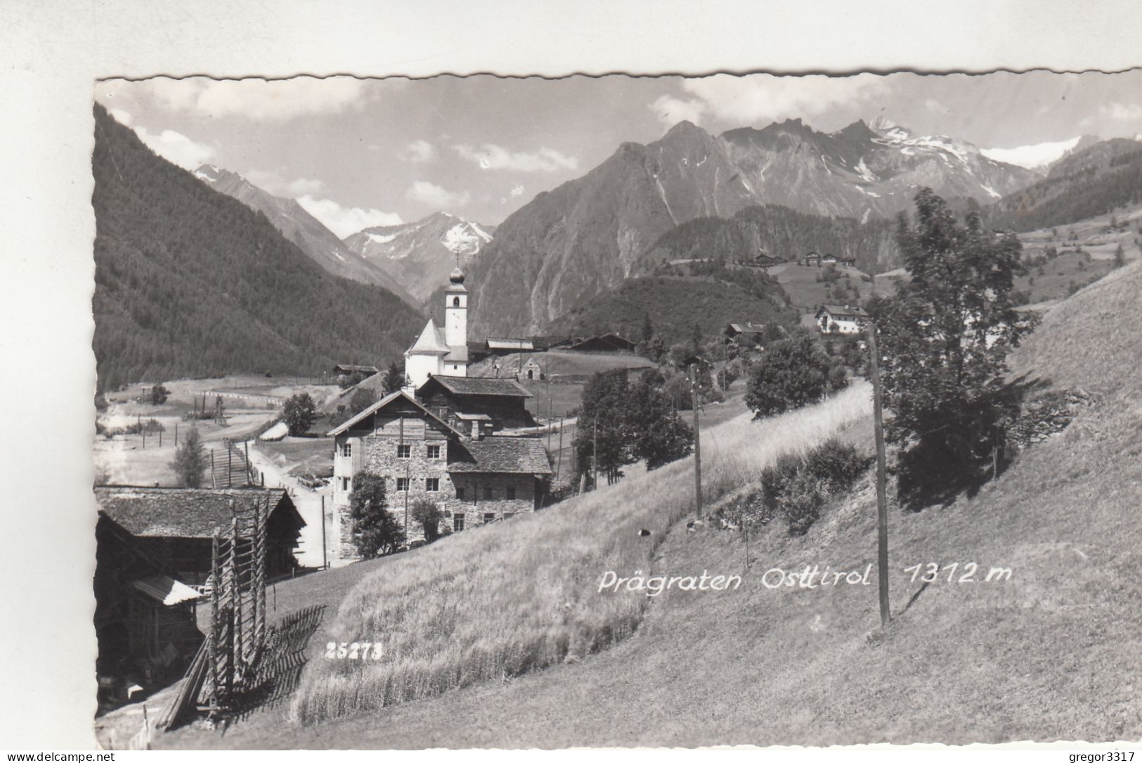 D2713) PRÄGRATEN - Osttirol - Sehr Schöne Alte S/W AK Häuser Richtung Kirche ALT 1956 - Prägraten