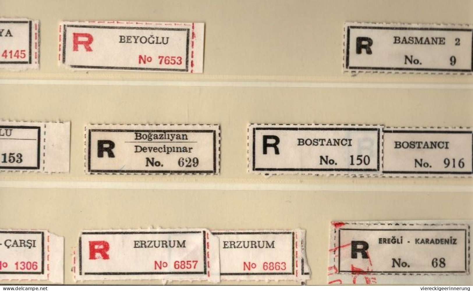 ! Sammlung Von 67 R-Zetteln Aus Der Türkei, U.a. Istanbul, Einschreibzettel, Recozettel - Other & Unclassified