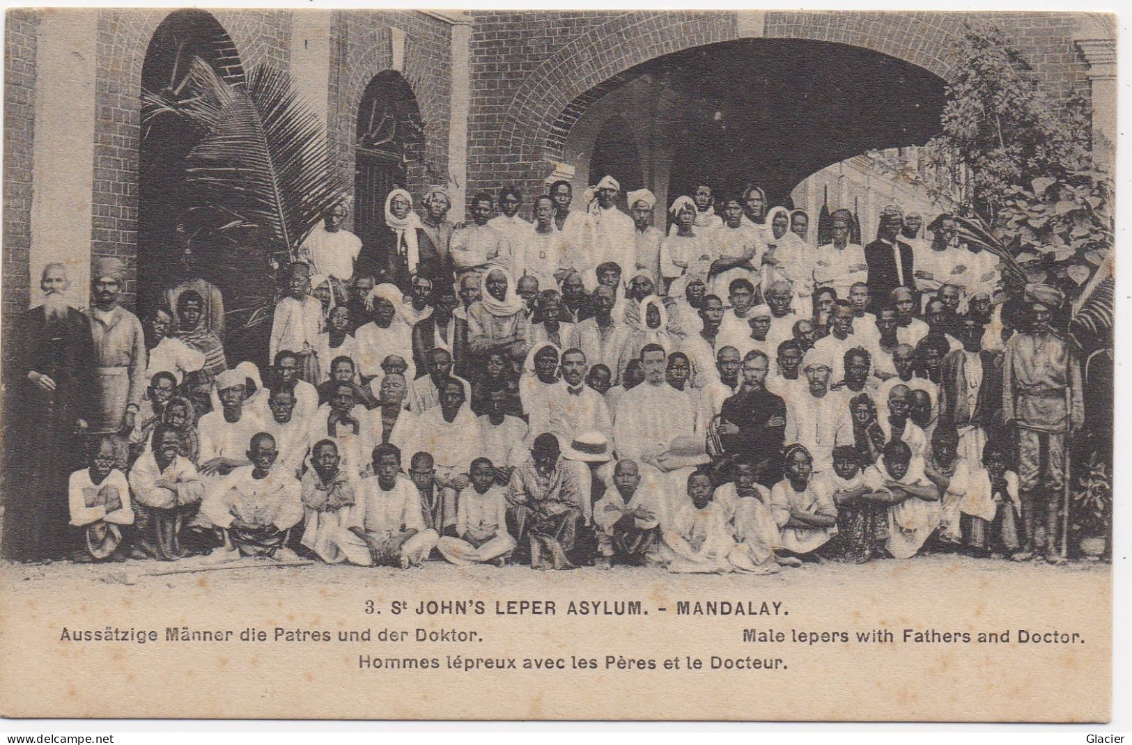 N° 3 - Myanmar - Birma - Birmanie - St John's Leper Asylum - Mandalay - Male Lepers With Fathers And Doctor - Myanmar (Burma)
