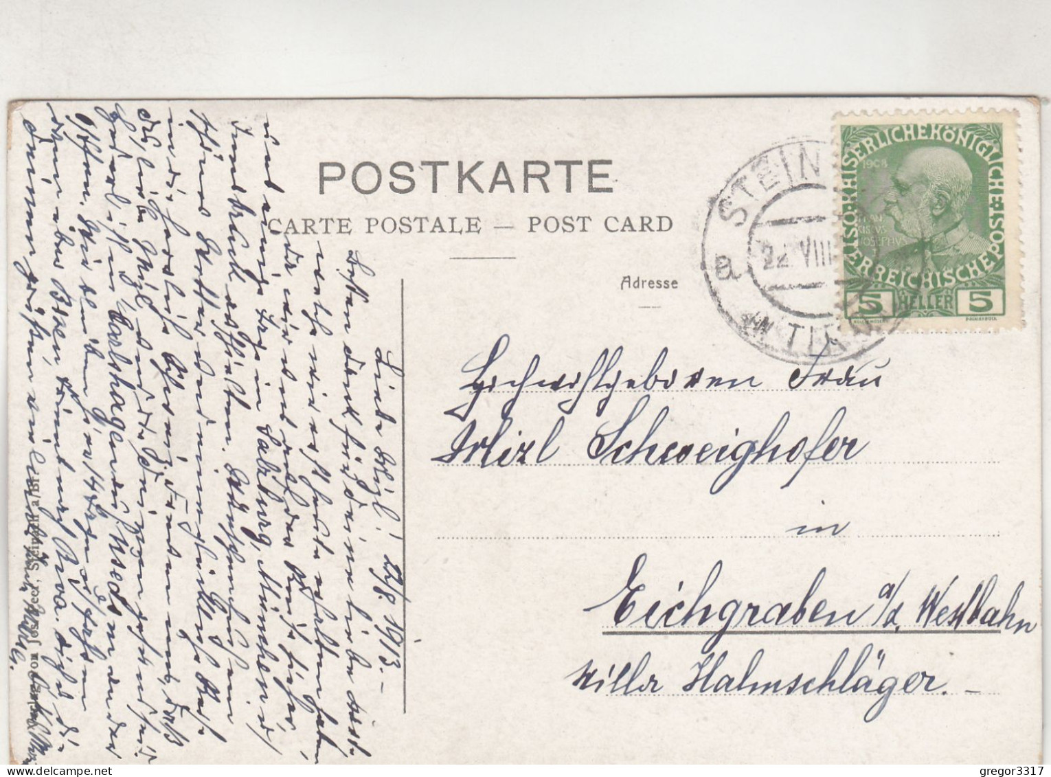 D2739) STEINACH Am BRENNER Gegen Norden - Innsbrucke Kalkgebirge - Mann Mit HUND Im Vordergrund 1913 - Steinach Am Brenner