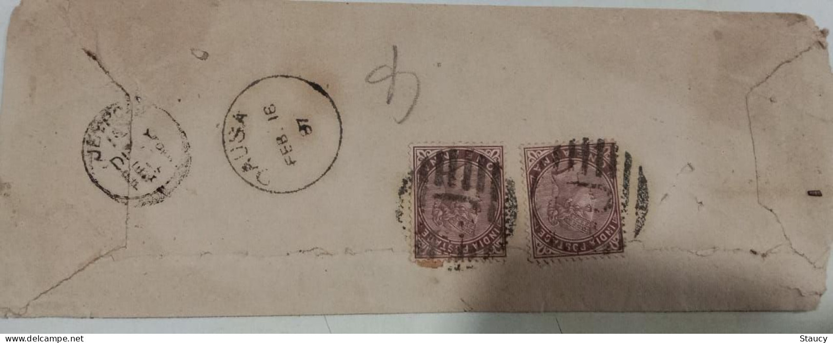 BRITISH INDIA 1897 QV 2 X 1a FRANKING On "JAYPORE STATE" COVER, "J" Post Mark, NICE CANC ON FRONT & BACK As Per Scan - Jaipur