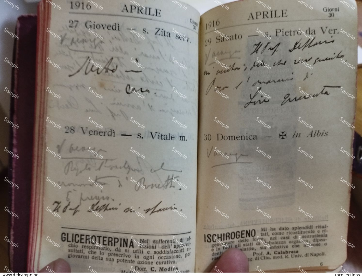 Italy Italia AGENDA 1916 Omaggio Cav. O. BATTISTA Napoli. - Sonstige