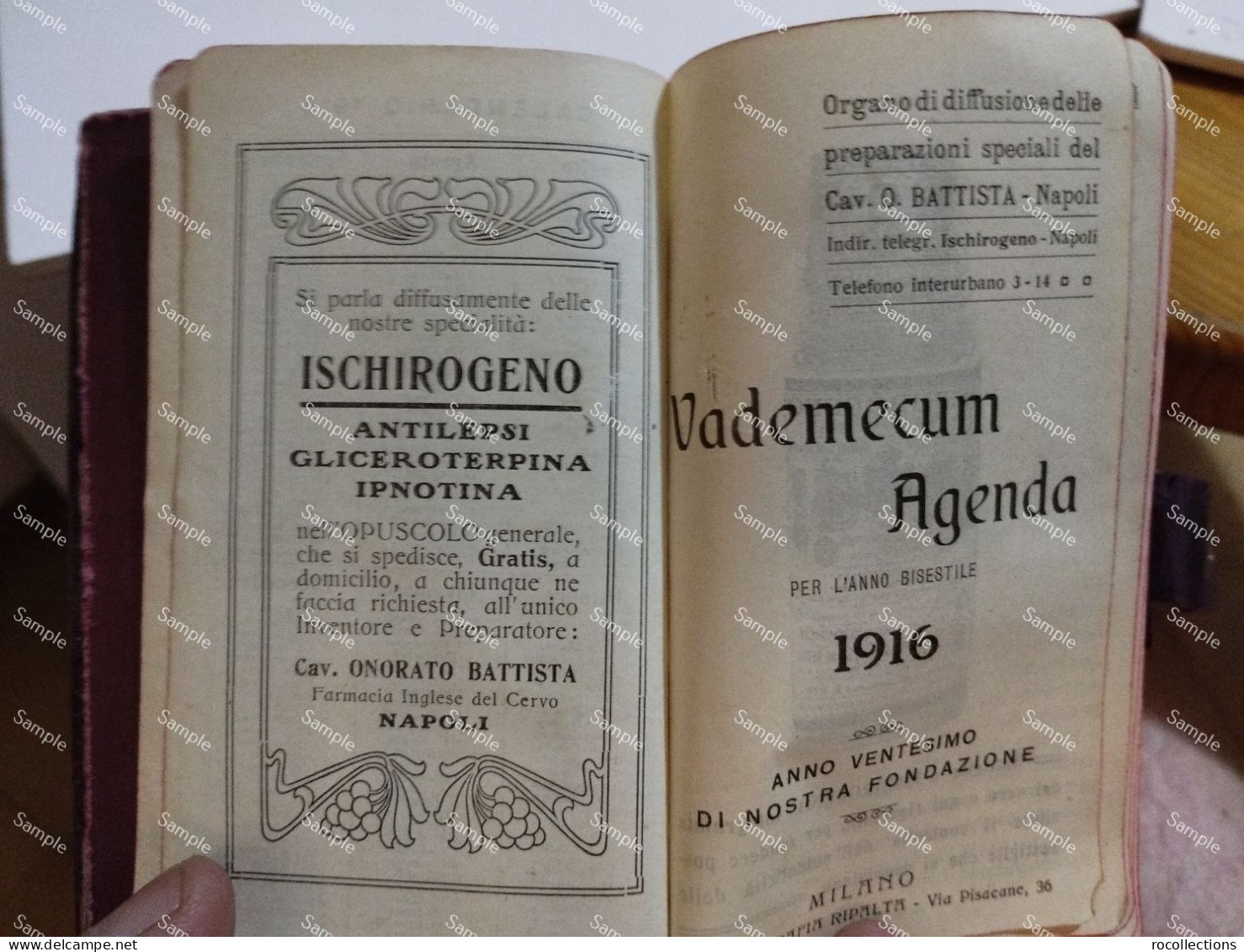 Italy Italia AGENDA 1916 Omaggio Cav. O. BATTISTA Napoli. - Altri Accessori