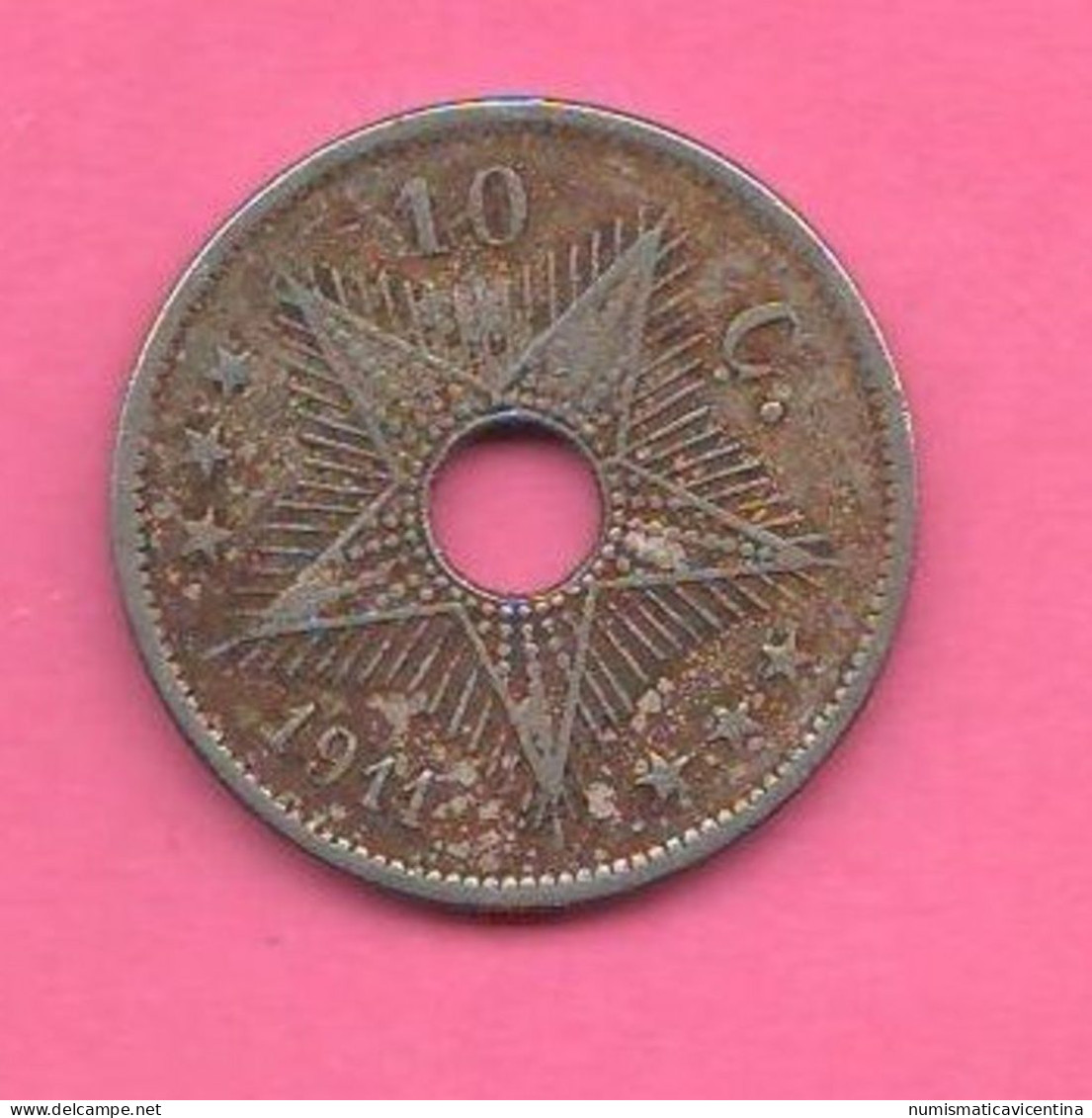 CONGO BELGA 10 Cents 1911 Belgisch Kongo Congo Belge Nickel Coin - 1910-1934: Albert I