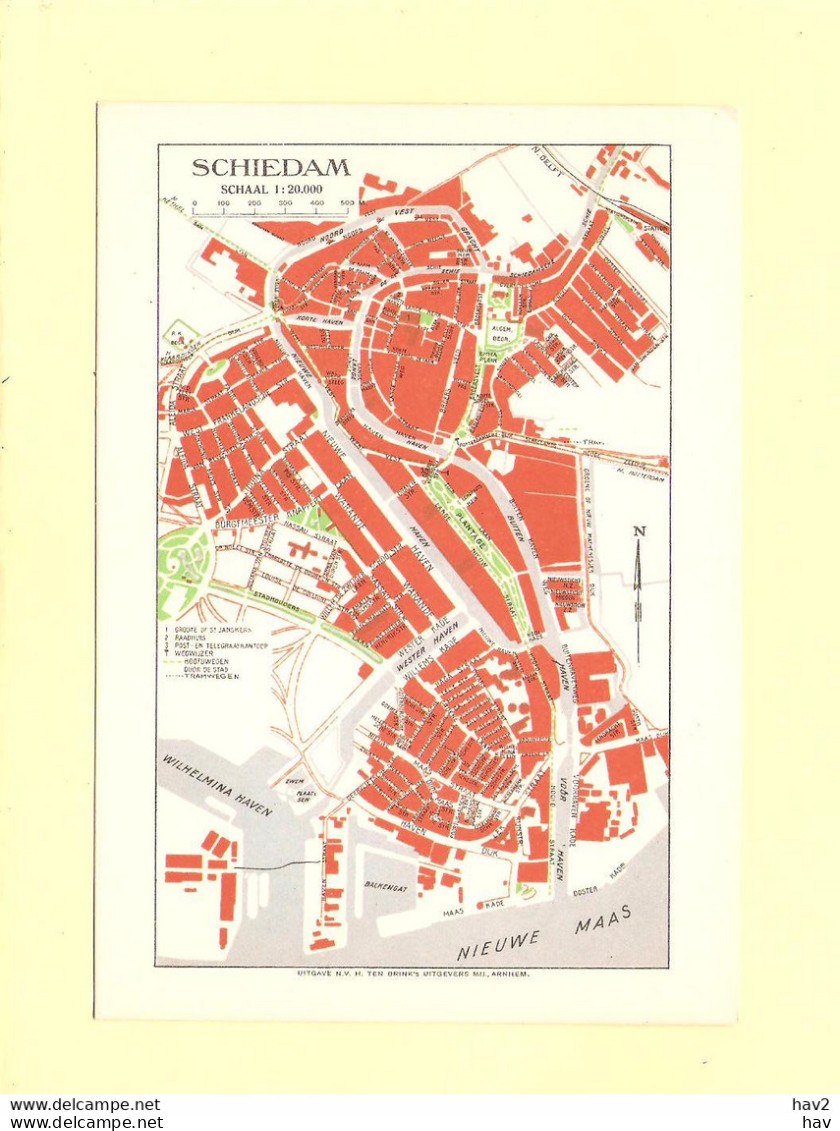 Schiedam Plattegrond Ansichtkaart Ca.1945 RY41522 - Schiedam