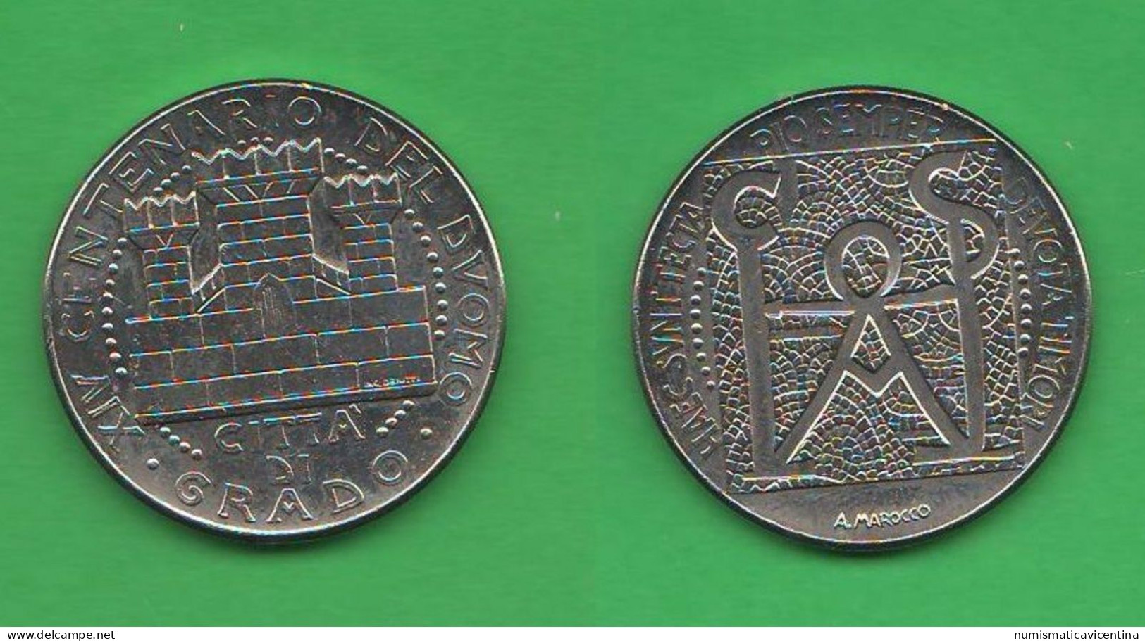 GRADO Gorizia Gettone Del Duomo Per XIV° Centenario Costruzione Token Steel Token Jeton Incisore A. Marocco - Notgeld