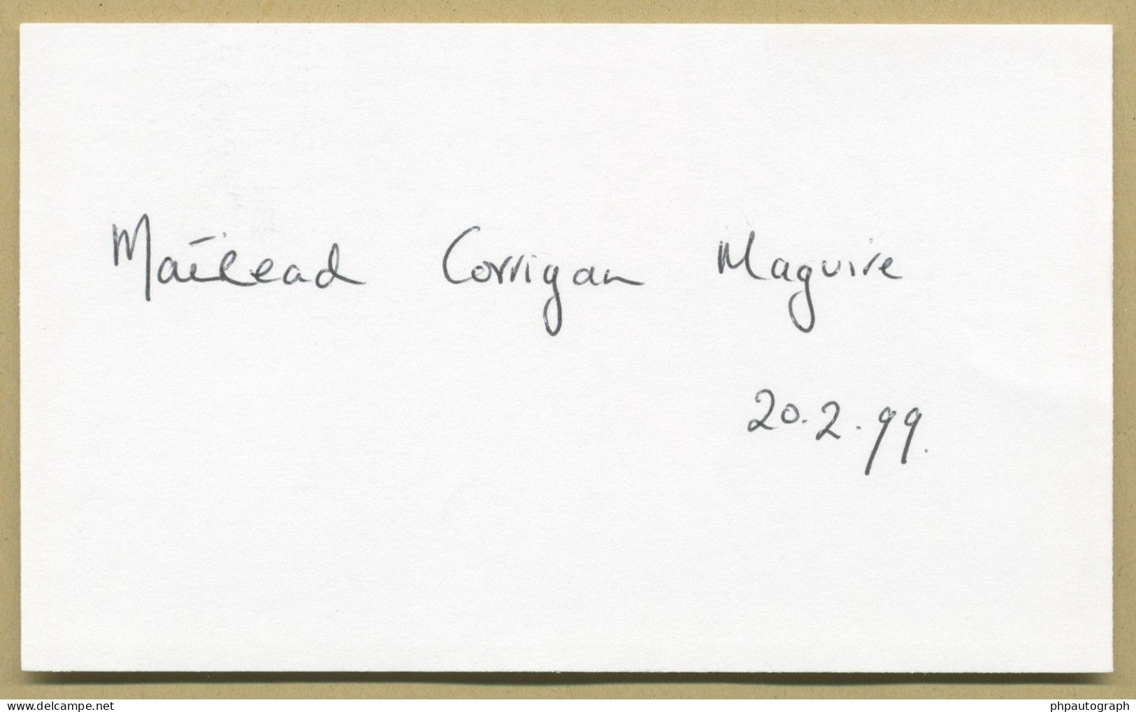 Mairead Maguire - Peace Activist - Signed Card + Photo - Nobel Peace Prize - COA - Historische Personen