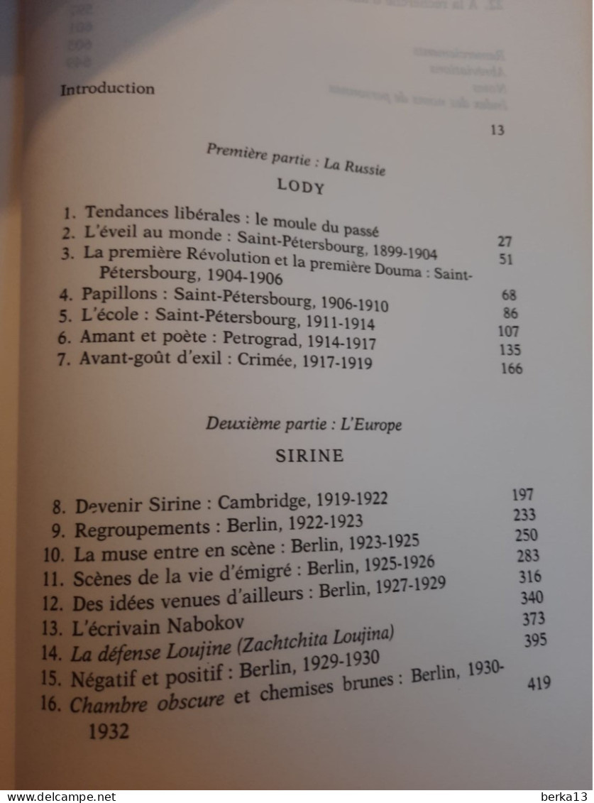 Vladimir Nabokov - Les Années Russes BOYD 1992 - Biographie