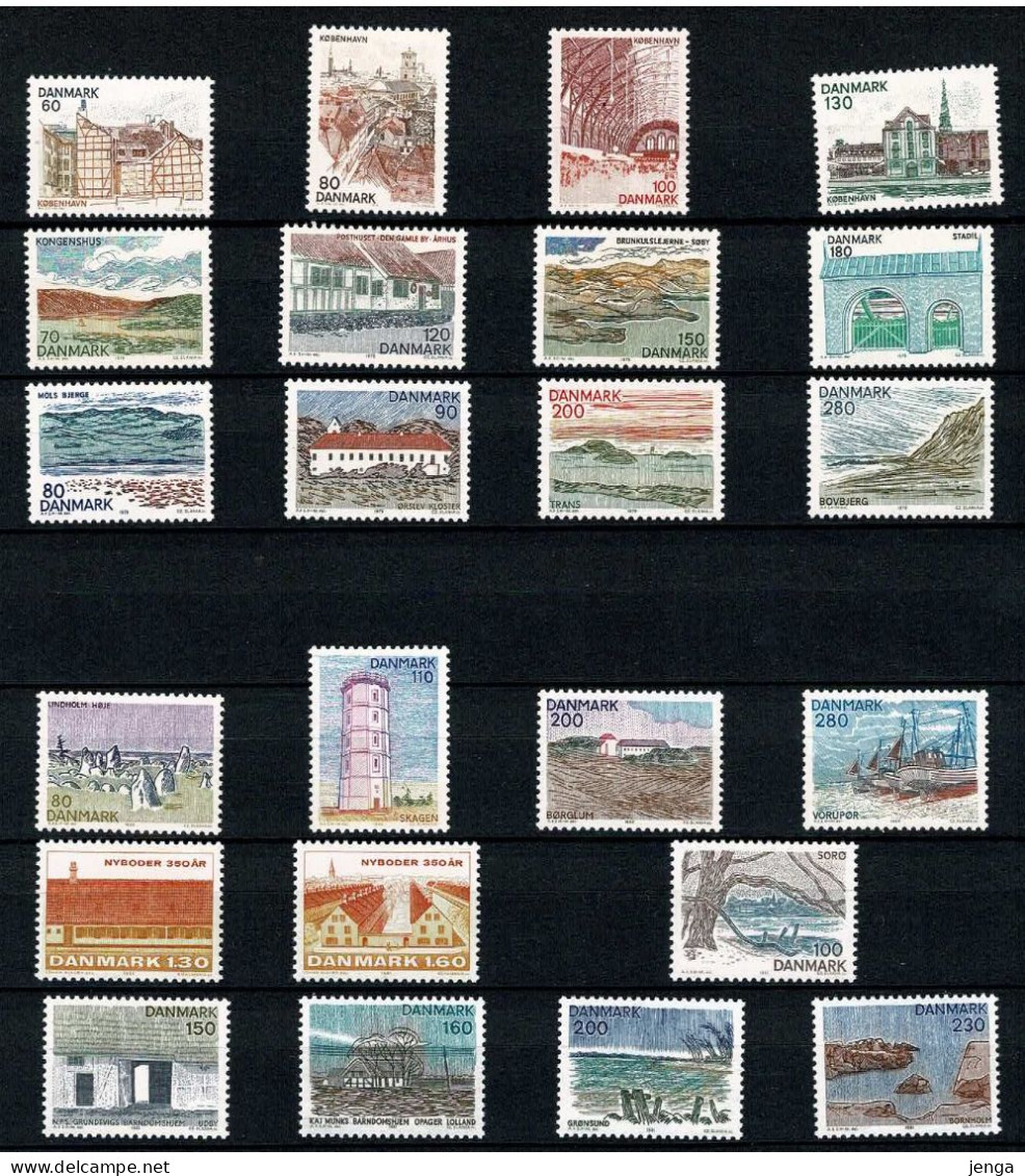 Denmark Small Collection 1976-1981; Landscapes And Buildings; 6 Complete Set MNH(**). - Collezioni