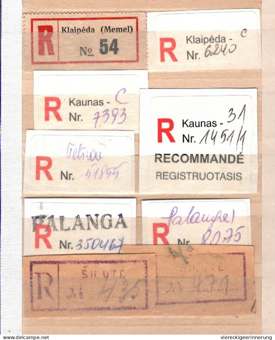 ! 1 Steckkarte Mit  17 R-Zetteln Aus Litauen, Einschreibzettel, Reco Label - Lituania