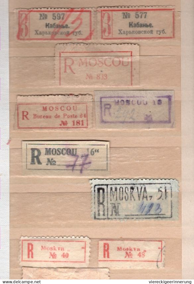 ! 1 Steckkarte Mit  25 R-Zetteln Aus Rußland, Russia, U.a. Moskau, St. Petersburg, Einschreibzettel, Reco Label - Colecciones