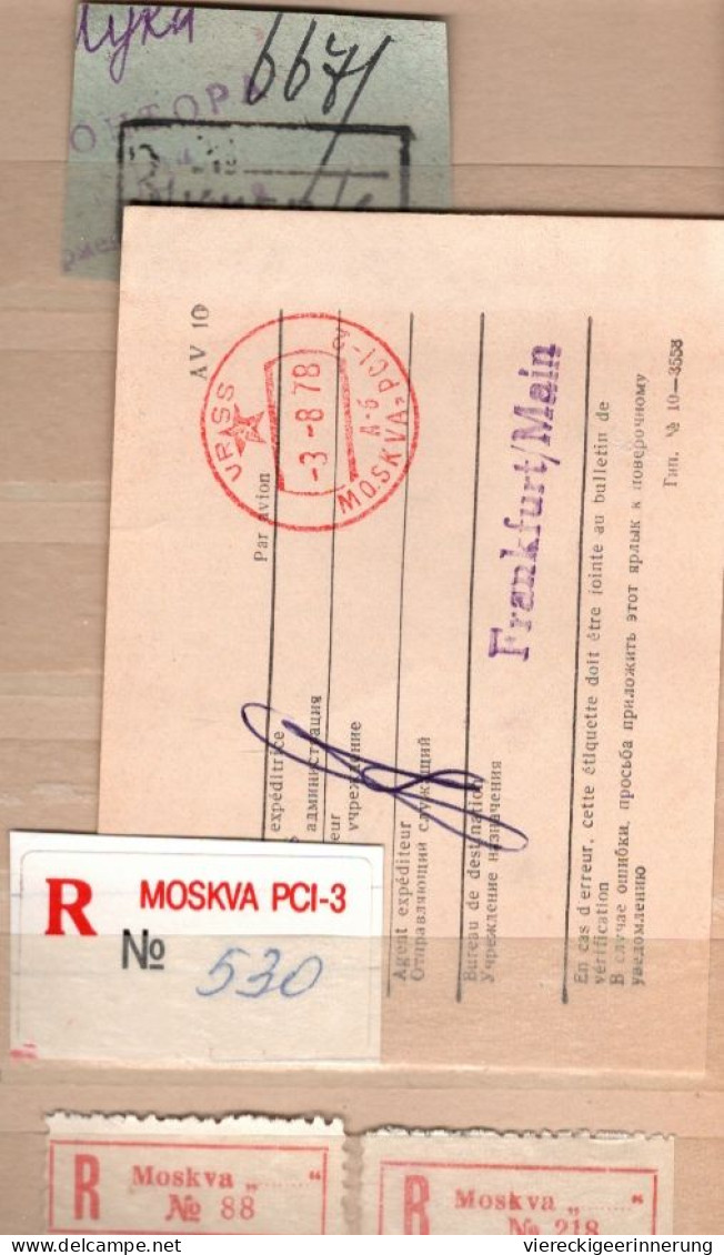 ! 1 Steckkarte Mit  25 R-Zetteln Aus Rußland, Russia, U.a. Moskau, St. Petersburg, Einschreibzettel, Reco Label - Sammlungen