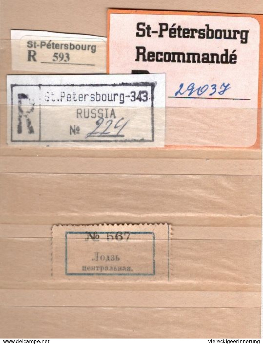 ! 1 Steckkarte Mit  25 R-Zetteln Aus Rußland, Russia, U.a. Moskau, St. Petersburg, Einschreibzettel, Reco Label - Sammlungen