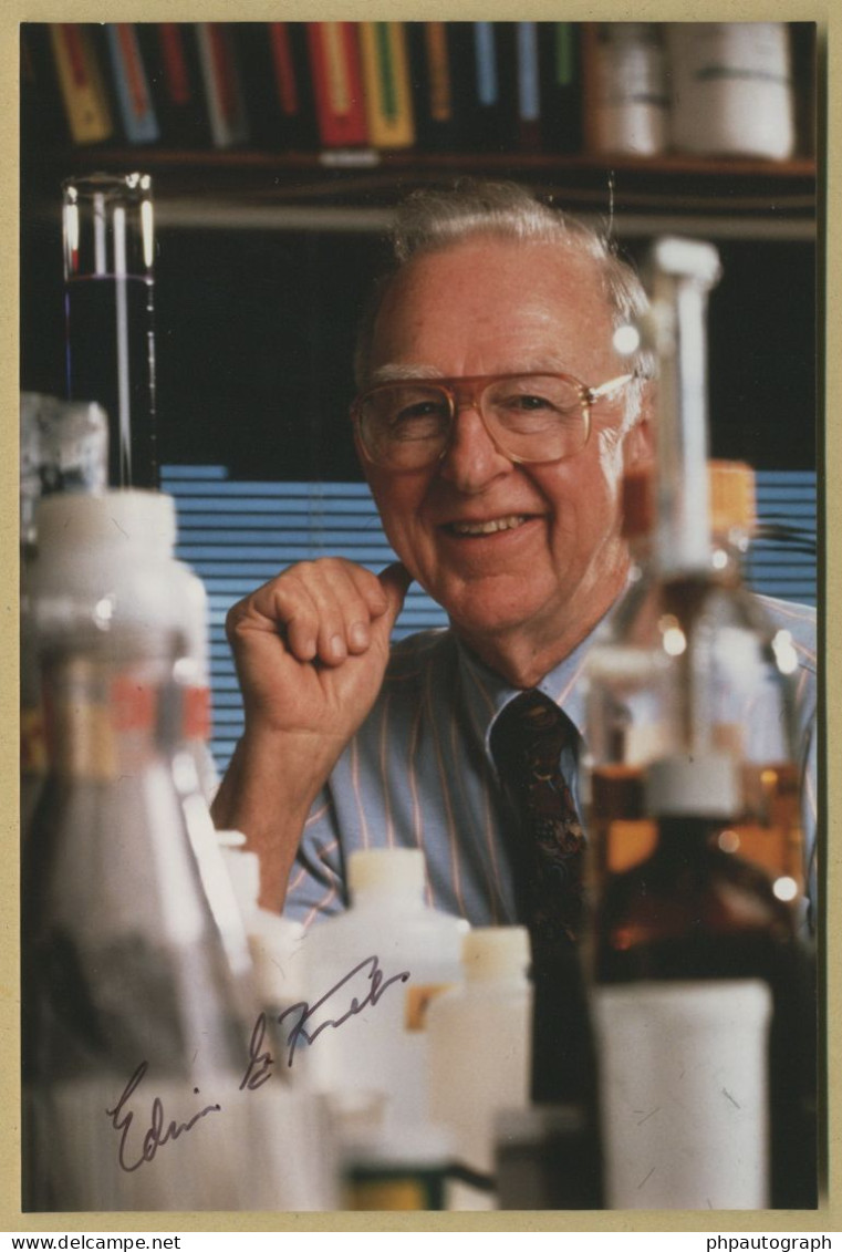 Edwin G. Krebs (1918-2009) - Biochemist - Signed Photo - 90s - Nobel Prize - Inventori E Scienziati