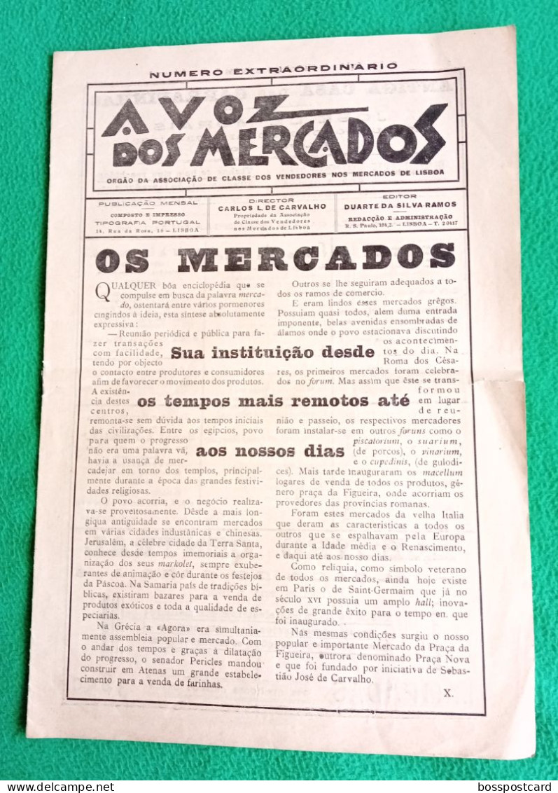 Lisboa - Jornal "A Voz Dos Mercados" - Imprensa - Publicidade - Comercial - Portugal (danificado) - Allgemeine Literatur