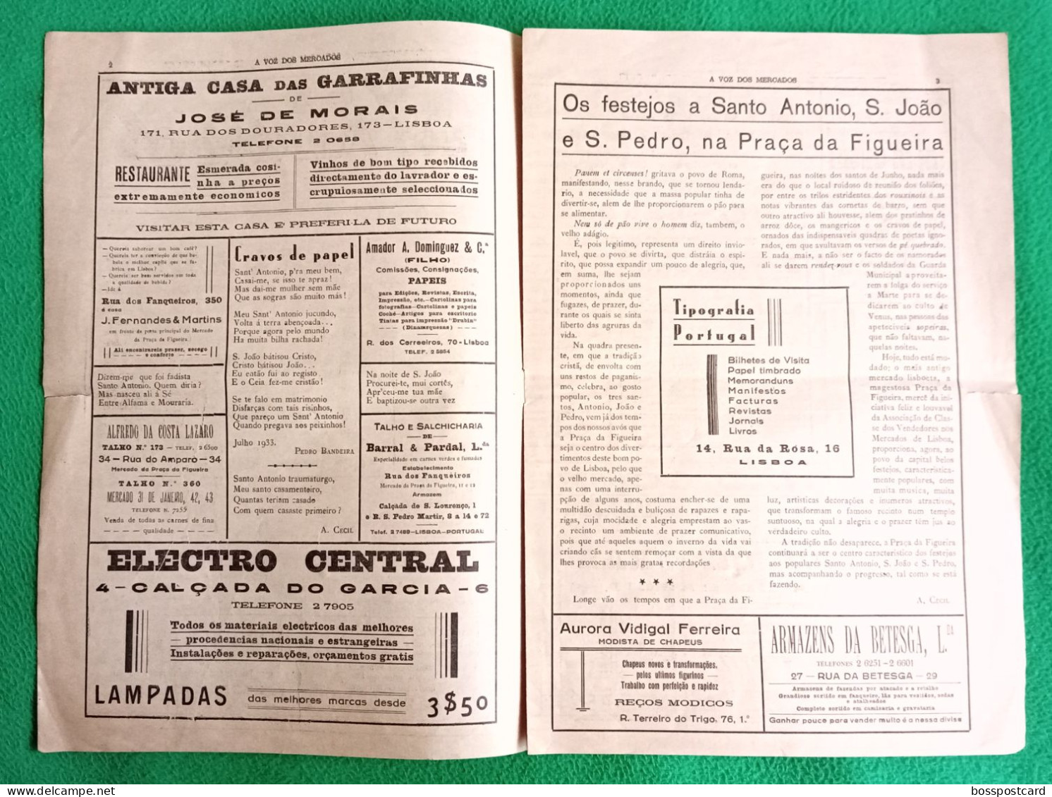 Lisboa - Jornal "A Voz Dos Mercados" - Imprensa - Publicidade - Comercial - Portugal (danificado) - General Issues