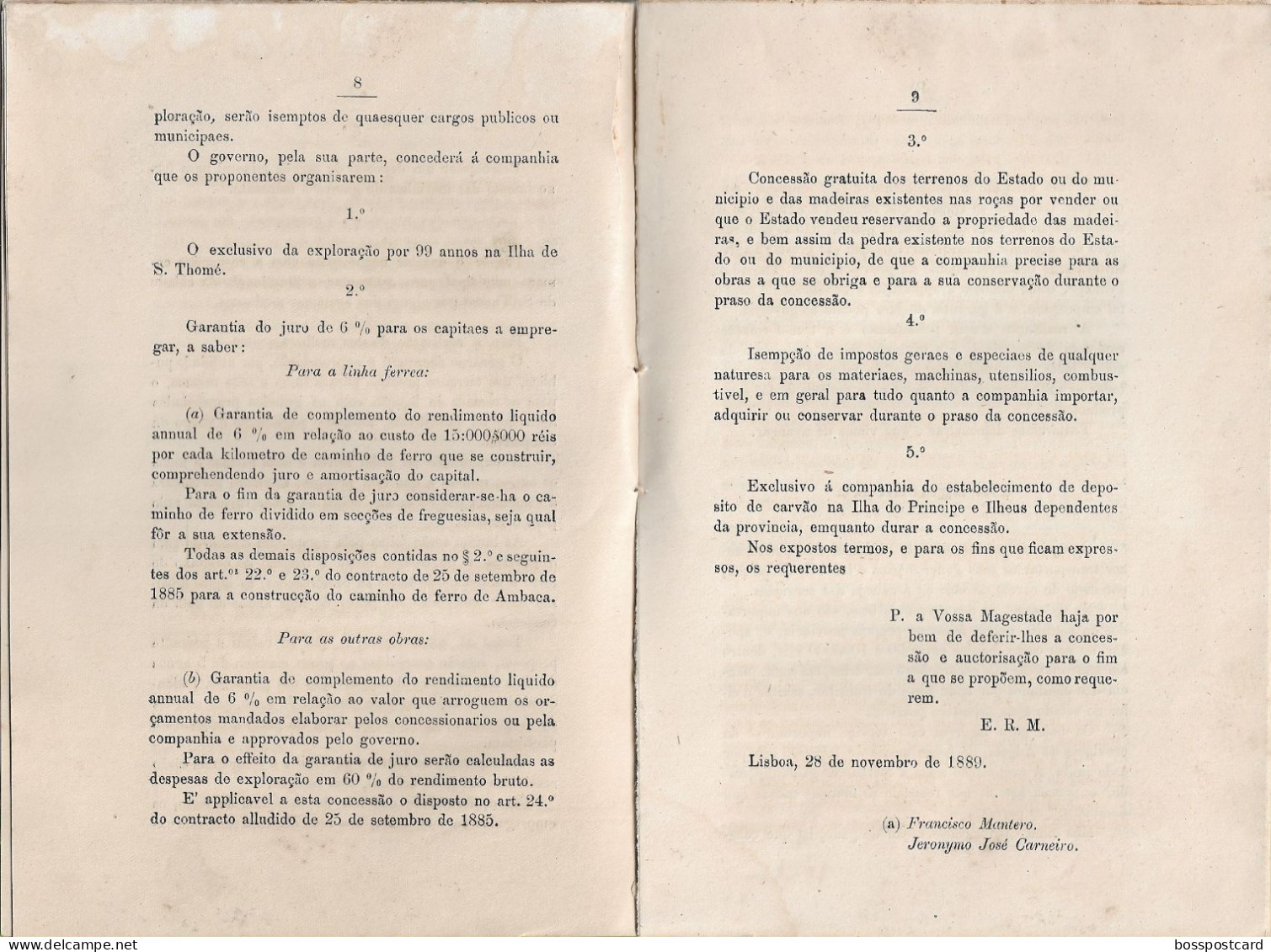 S. Tomé E Príncipe - Apontamentos Sobre O Projecto De Um Caminho De Ferro, 1890 - Portugal - Livres Anciens