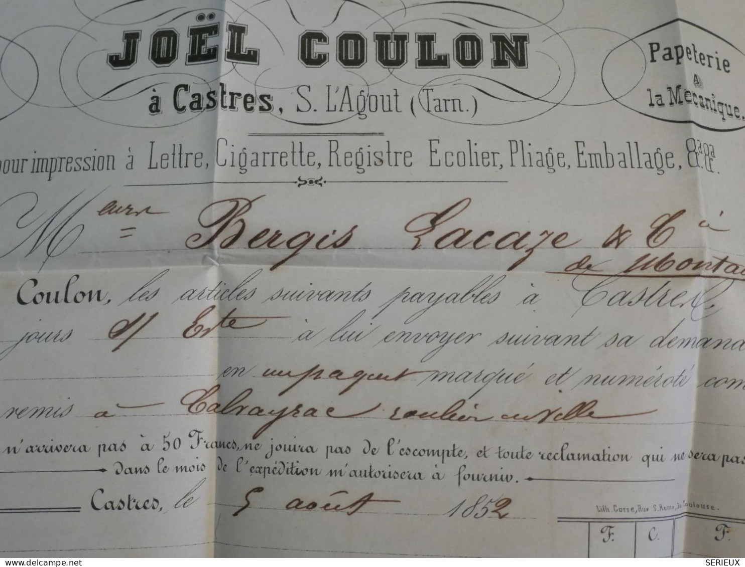 BX10 FRANCE  BELLE LETTRE RR 1852  CASTRES A MONTAUBAN +CERES N°4 +VOISIN  +AFF. INTERESSANT +++ + - 1849-1850 Ceres