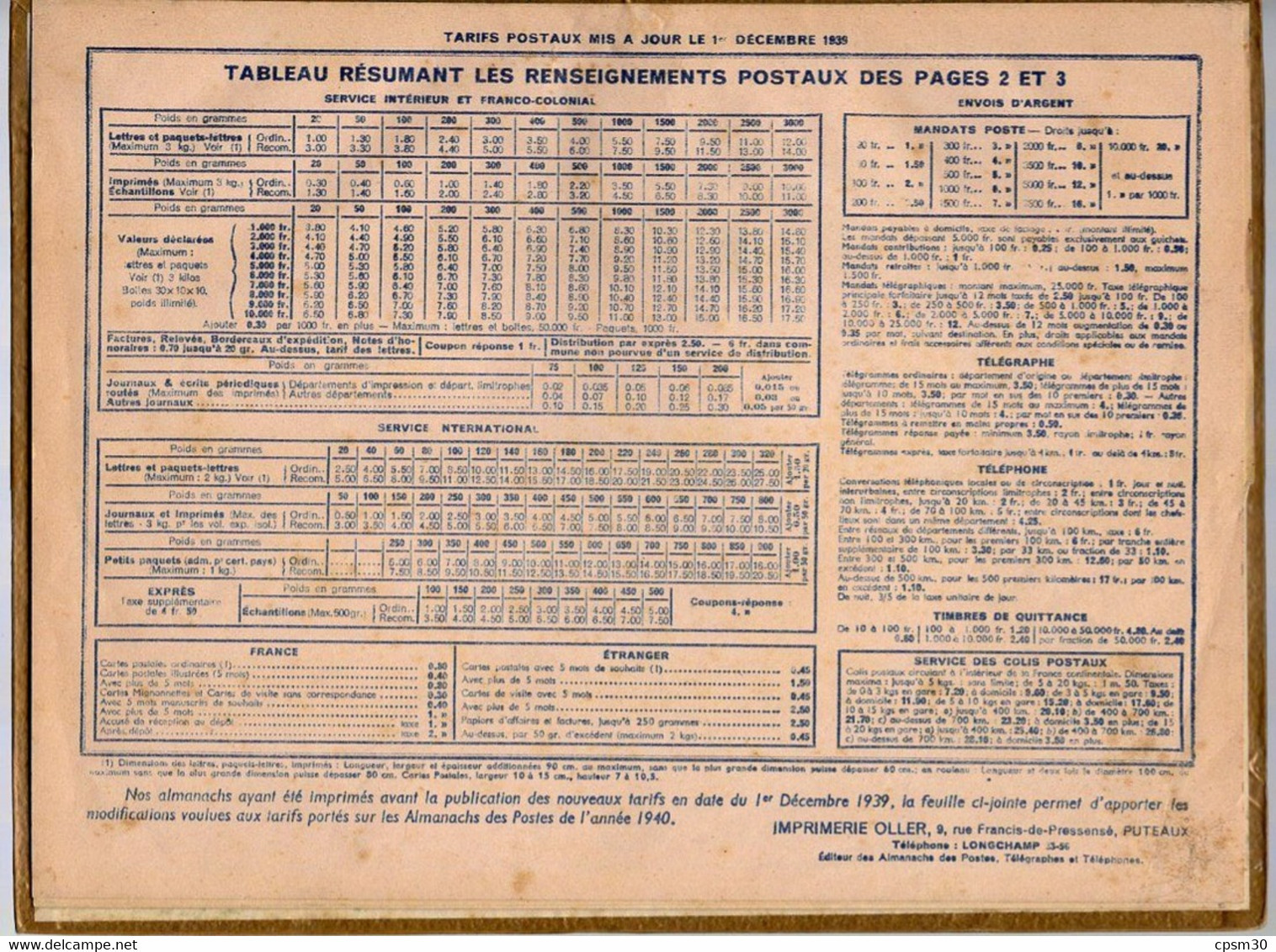 CALENDRIER GF 1940 - Le Port De Collioure, Dessin De K. V. Rinaldi, Imprimeur Oller Puteaux - Groot Formaat: 1921-40