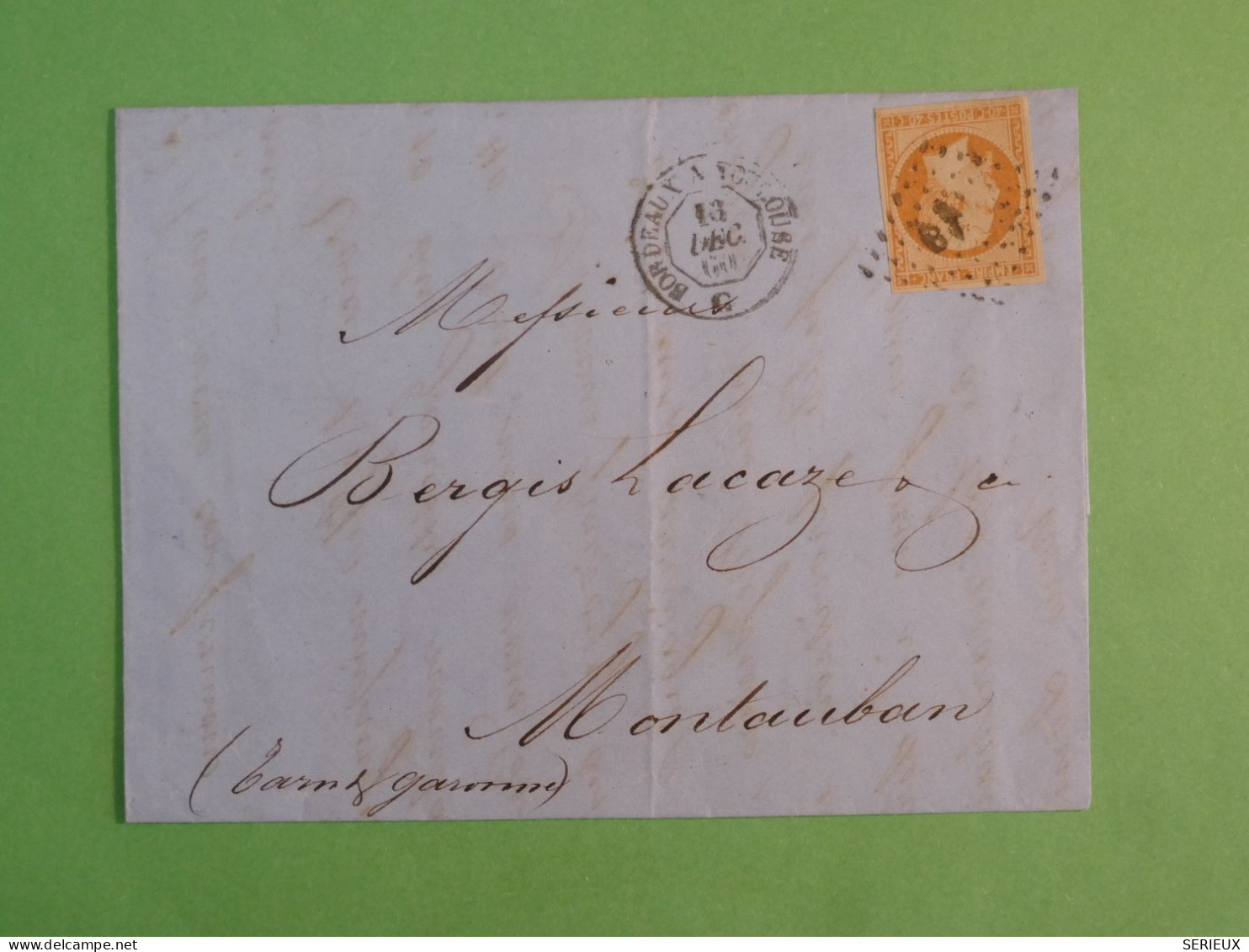 BX10 FRANCE  BELLE LETTRE AMBULANT  1856 BORDEAUX  A MONTAUBAN VIA TOULOUSE  +AFF. INTERESSANT +++ + - 1853-1860 Napoleone III