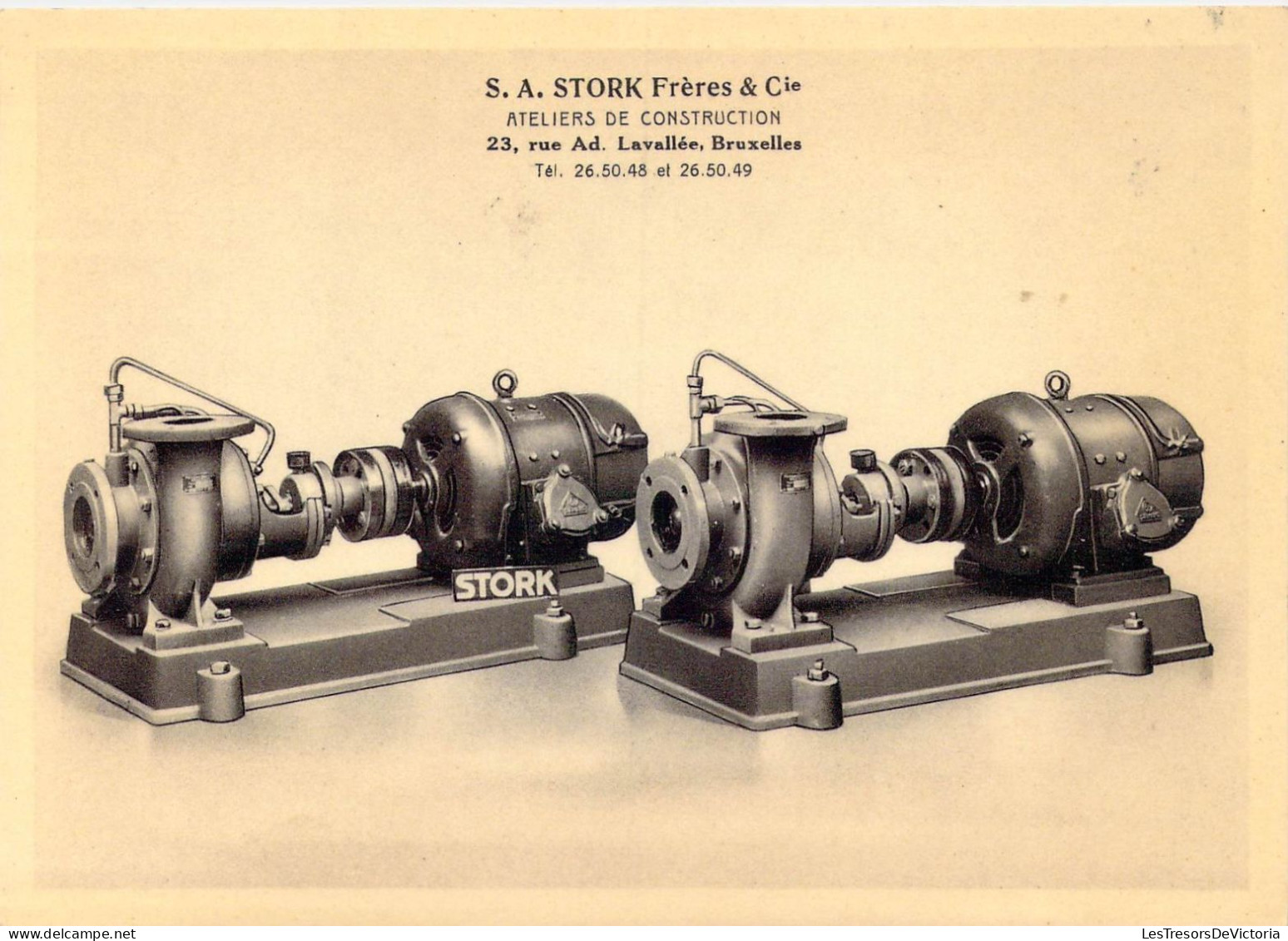 PUBLICITES - S.A. Stork Frères & Cie - Ateliers De Construction - 23 Rue Ad. Lavallée Bruxelles - Carte Postale Ancienne - Werbepostkarten