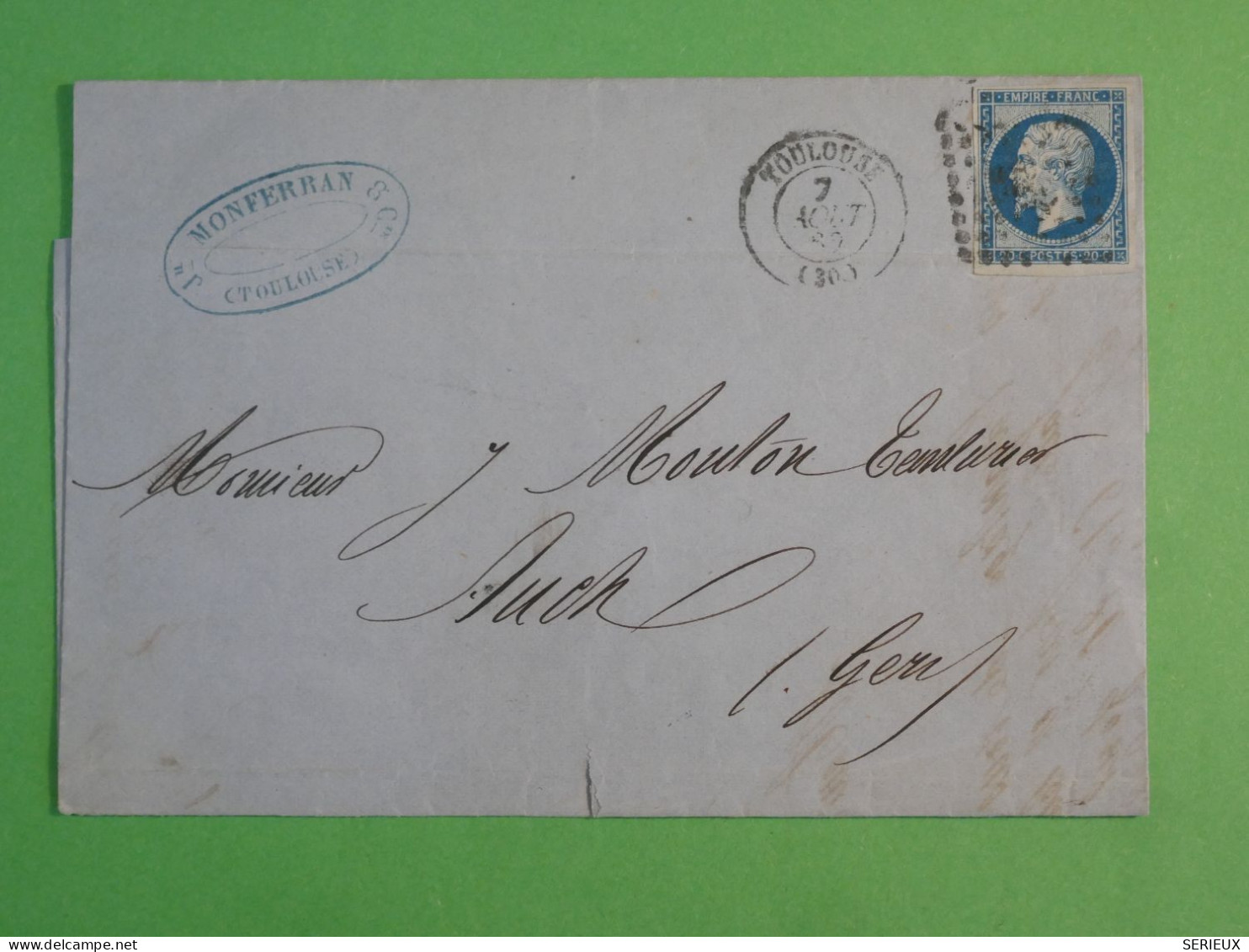 BX10 FRANCE  BELLE LETTRE   1860 MONTFERRAND TOULOUSE AUCH  +N°14   +AFF. INTERESSANT +++ + - 1853-1860 Napoleone III