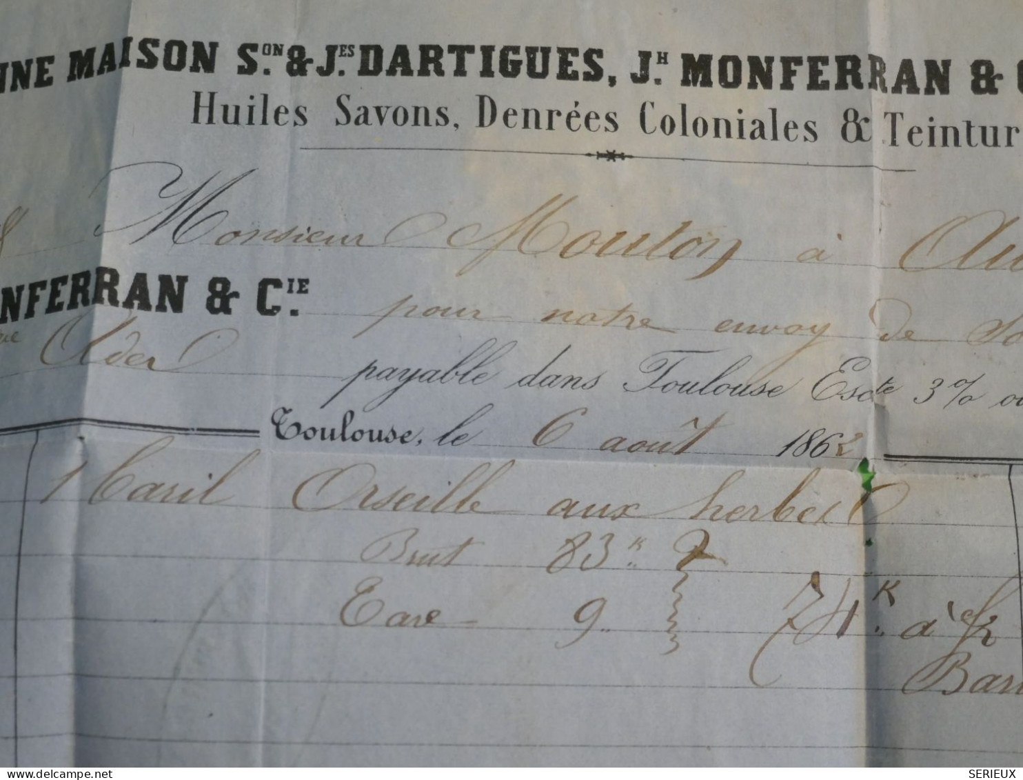 BX10 FRANCE  BELLE LETTRE   1860 MONTFERRAND TOULOUSE AUCH  +N°14   +AFF. INTERESSANT +++ + - 1853-1860 Napoléon III.