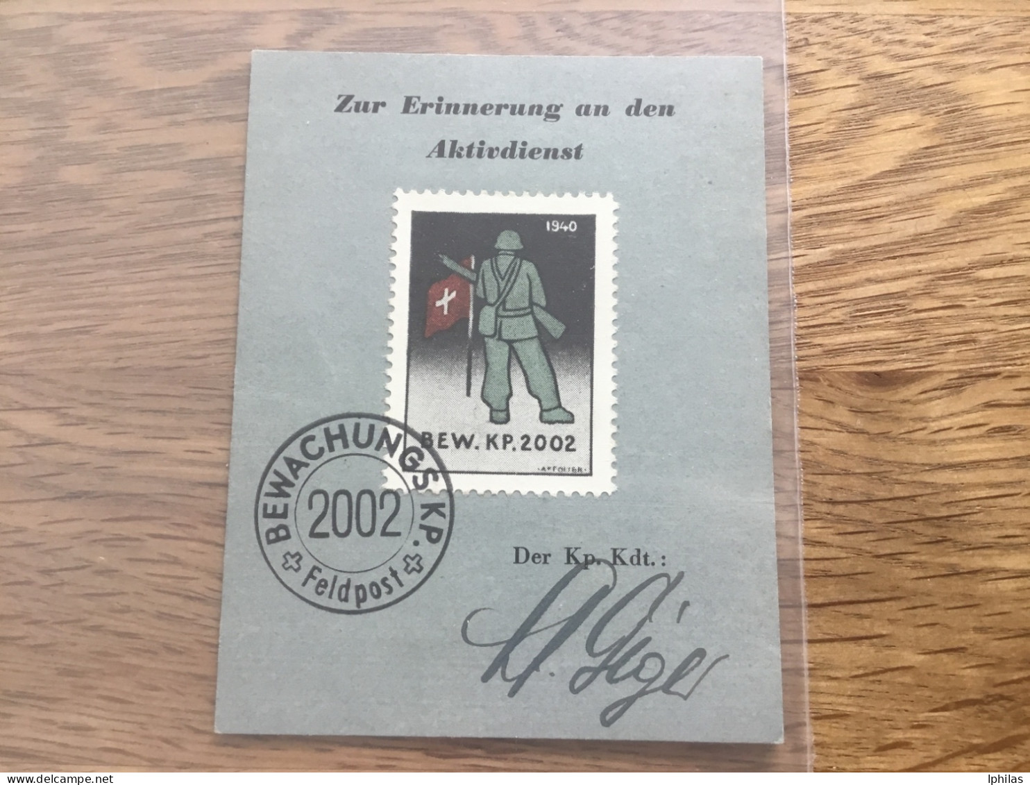Schweiz Militärbriefmarke Mit Unterschrift Des Kp.Kdt  Giger Bewachungskompanie 2002 - Vignettes