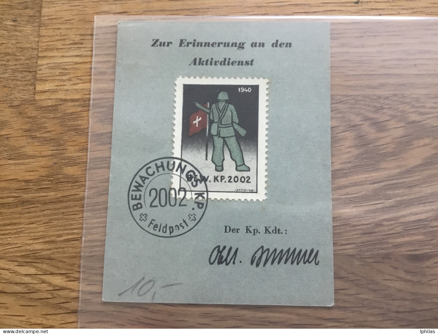 Schweiz Militärbriefmarke Mit Unterschrift Des Kp.Kdt  Oberleutnand  Bewachungskompanie 2002 - Vignetten