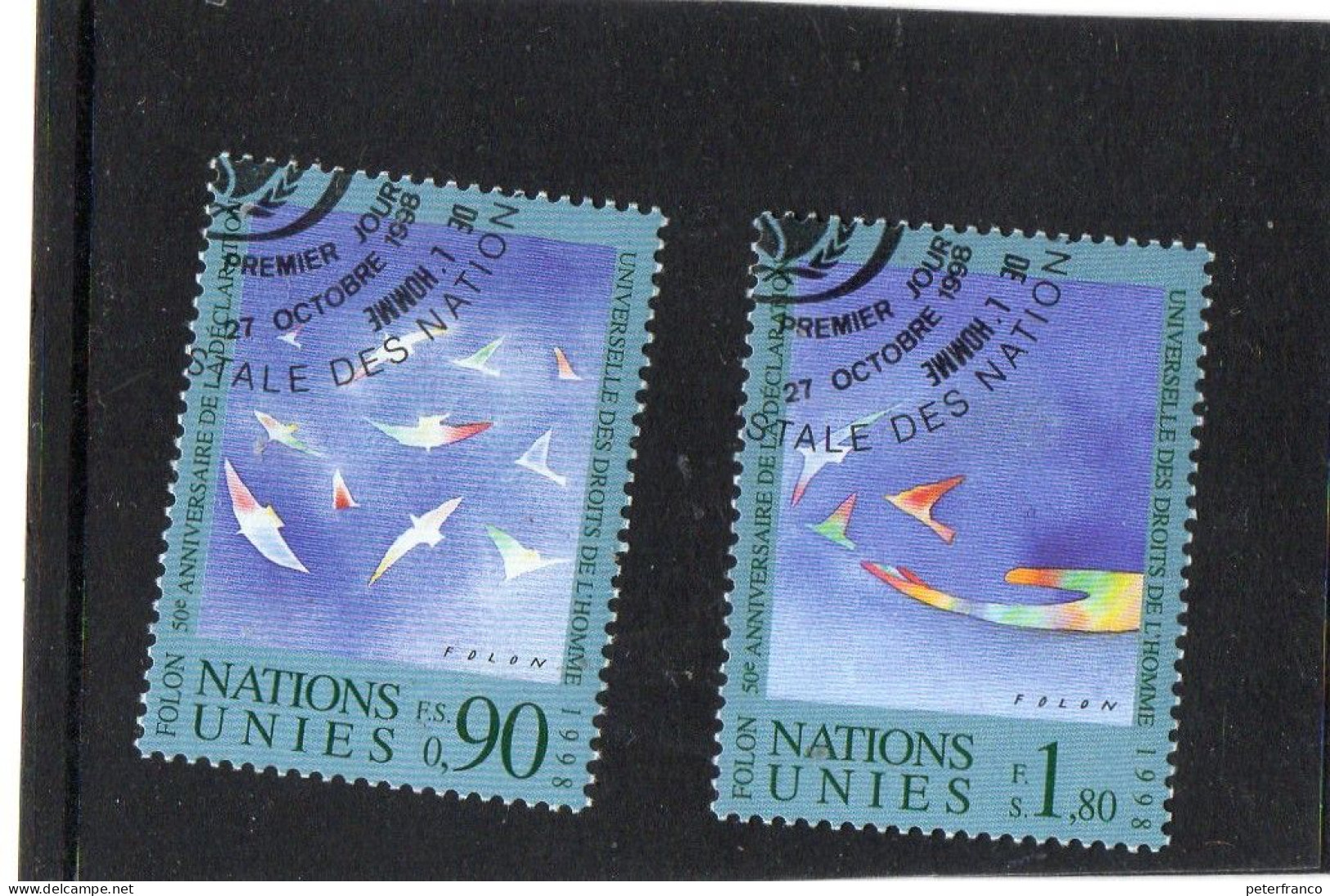 1998 Nazioni Unite - Ginevra - 50° Ann. Dichiarazione Dei Diritti Dell'uomo - Used Stamps