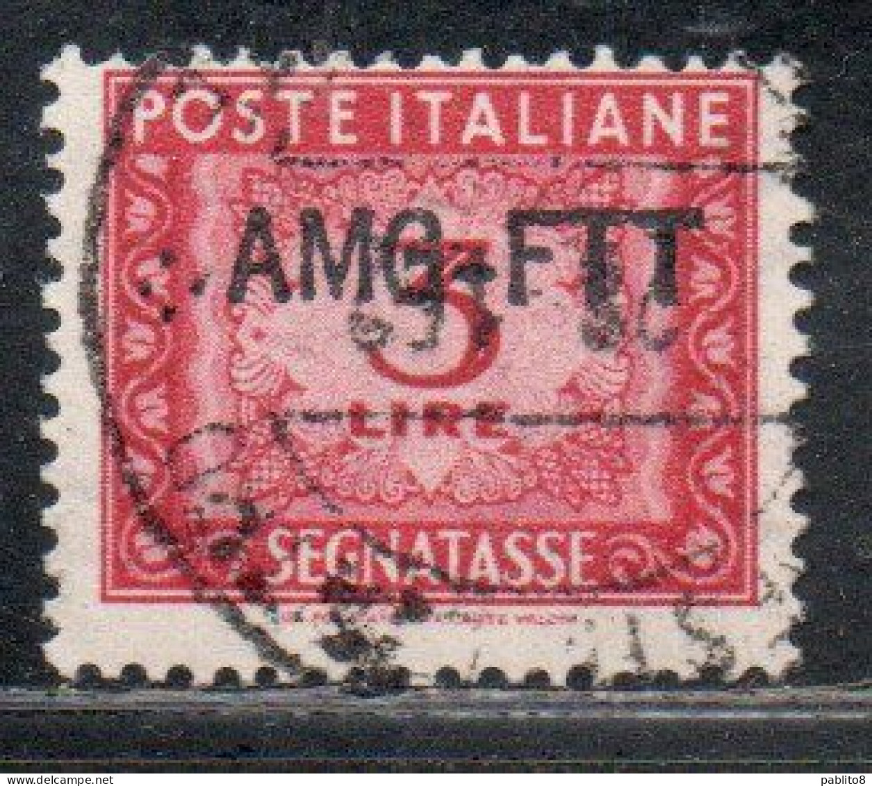 TRIESTE A 1949 1954AMG-FTT SOPRASTAMPATO D'ITALIA ITALY OVERPRINTED SEGNATASSE POSTAGE DUE TAXES TASSE LIRE 3 USATO USED - Strafport