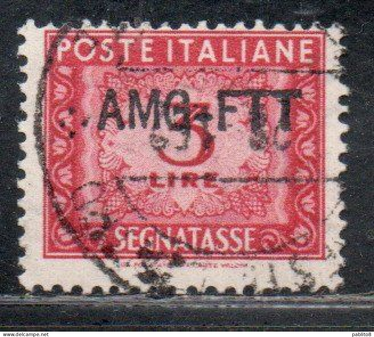 TRIESTE A 1949 1954AMG-FTT SOPRASTAMPATO D'ITALIA ITALY OVERPRINTED SEGNATASSE POSTAGE DUE TAXES TASSE LIRE 3 USATO USED - Taxe