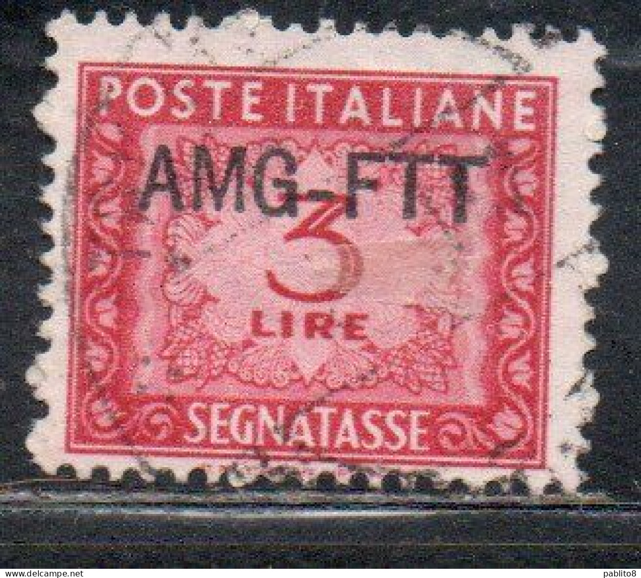 TRIESTE A 1949 1954AMG-FTT SOPRASTAMPATO D'ITALIA ITALY OVERPRINTED SEGNATASSE POSTAGE DUE TAXES TASSE LIRE 3 USATO USED - Segnatasse