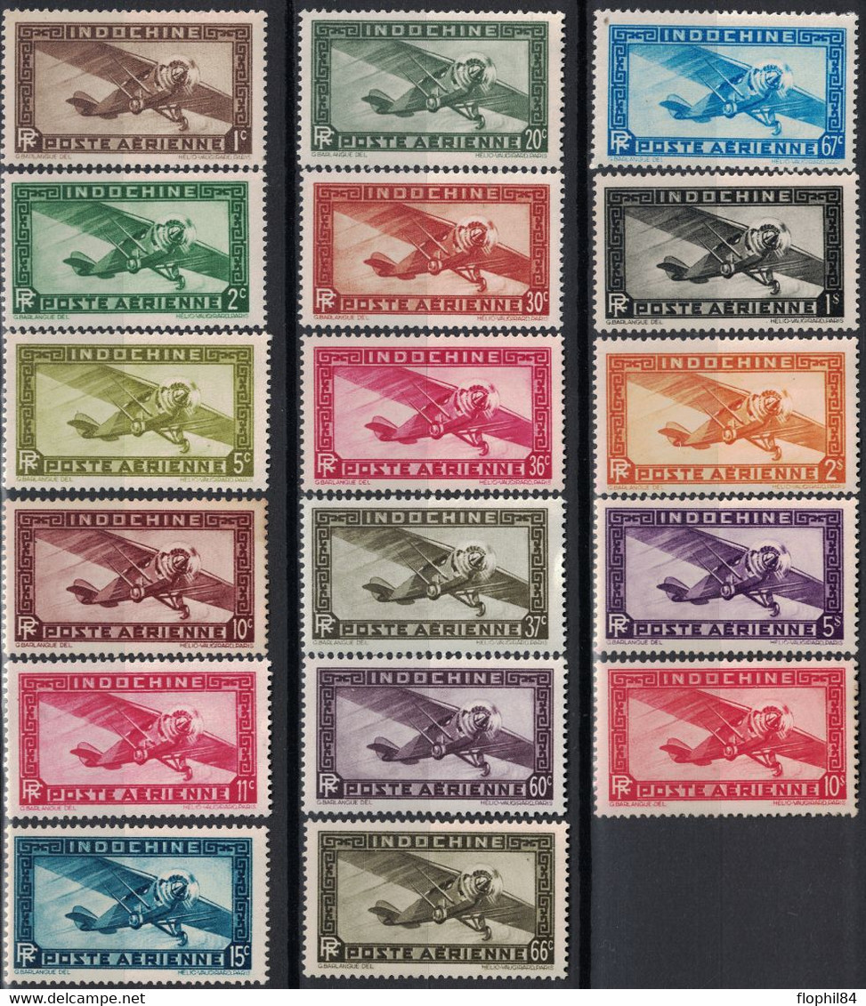 INDOCHINE - SERIE POSTE AERIENNE - N°1 A 14 - NEUF SANS TRACE DE CHARNIERE - COTE 33€. - Airmail