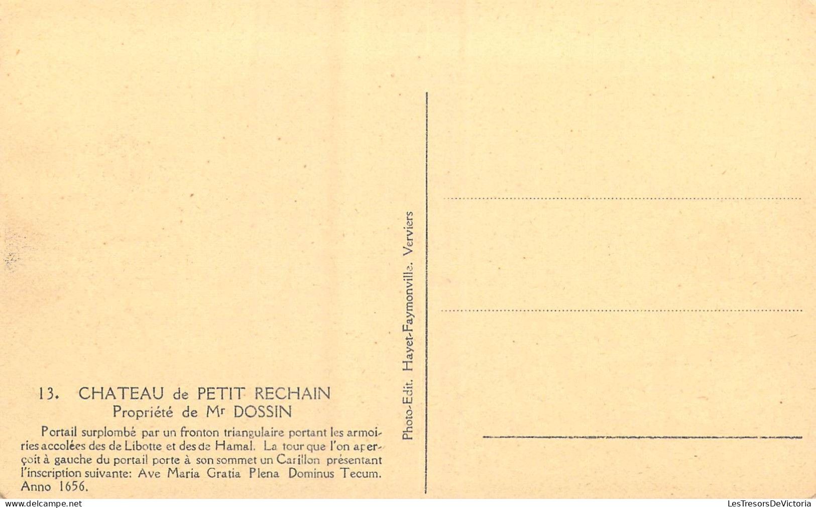 BELGIQUE - Château De Petit Rechain - Propriété De Mr Dossin - Carte Postale Ancienne - Verviers