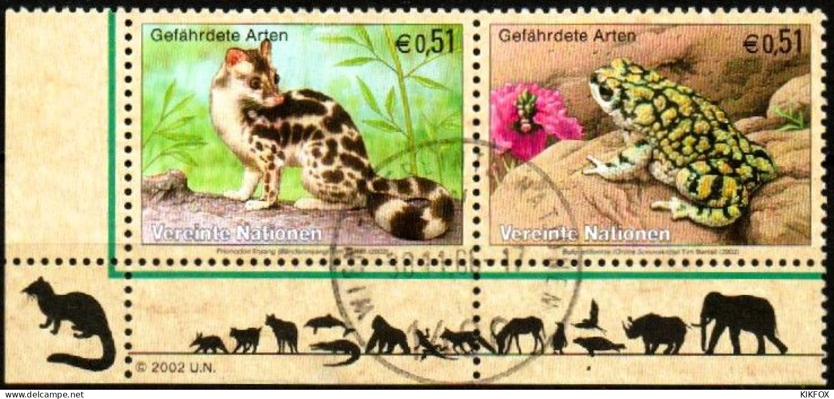 VEREINTE NATIONEN, UNO - GENF 2002 , MI 359 - 360, ZD GEFÄHRDETE ARTEN,  GESTEMPELT, OBLITERE - Used Stamps