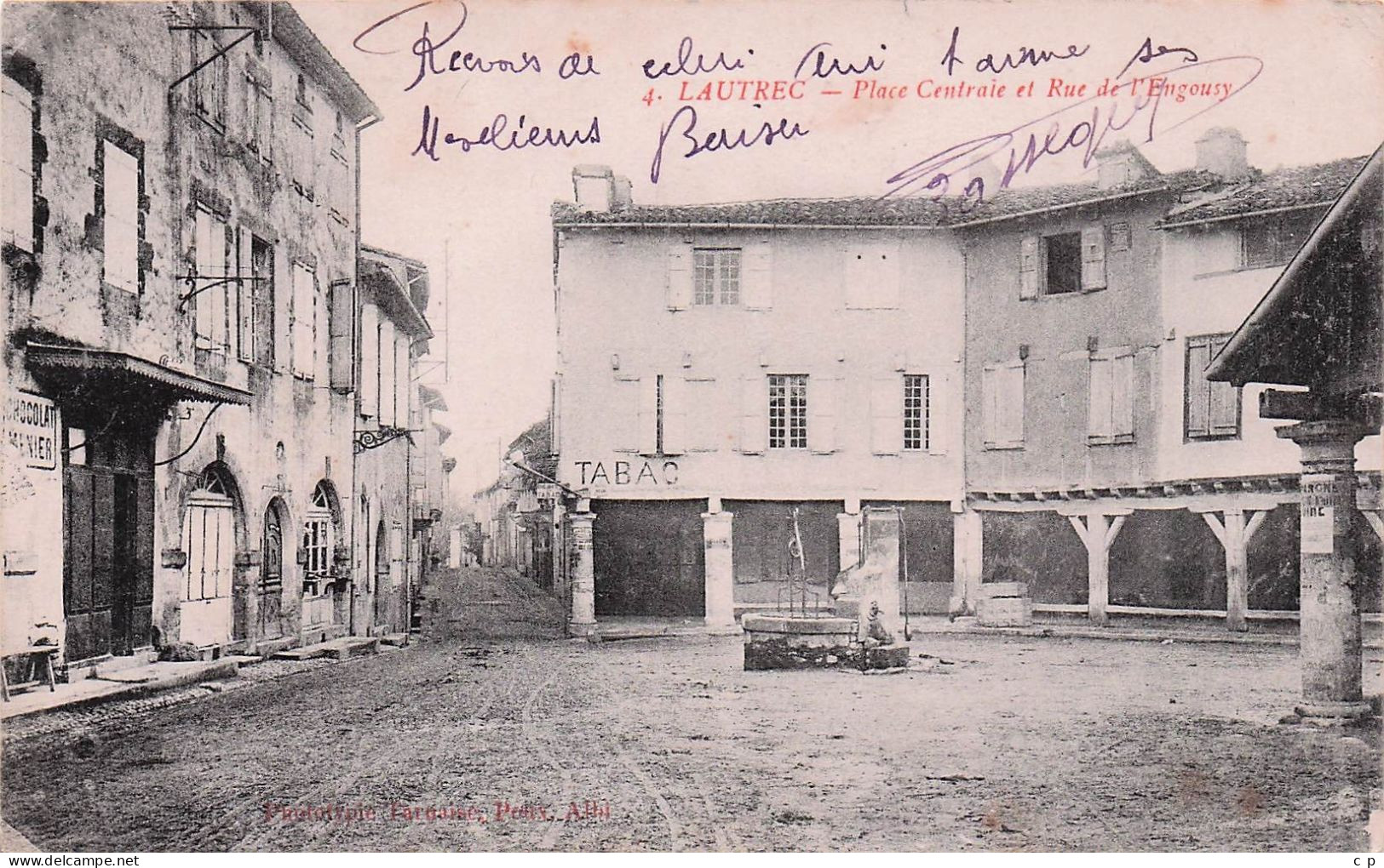 Lautrec - Place Centrale Et Rue De L'Engousy - Tabac -  CPA °J - Lautrec