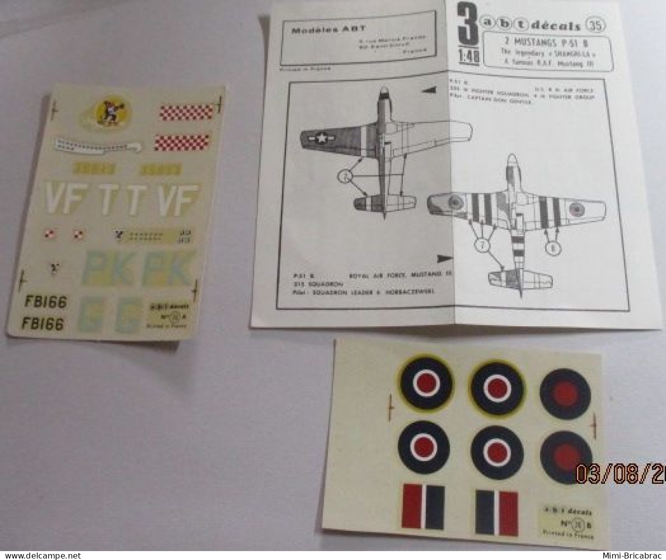 823 Pour Collectionneurs Avertis : Décals MARQUE ABT Années 60/70 : 1/48e N°35 P-51B USAAF ET RAF Shangri-La - Avions