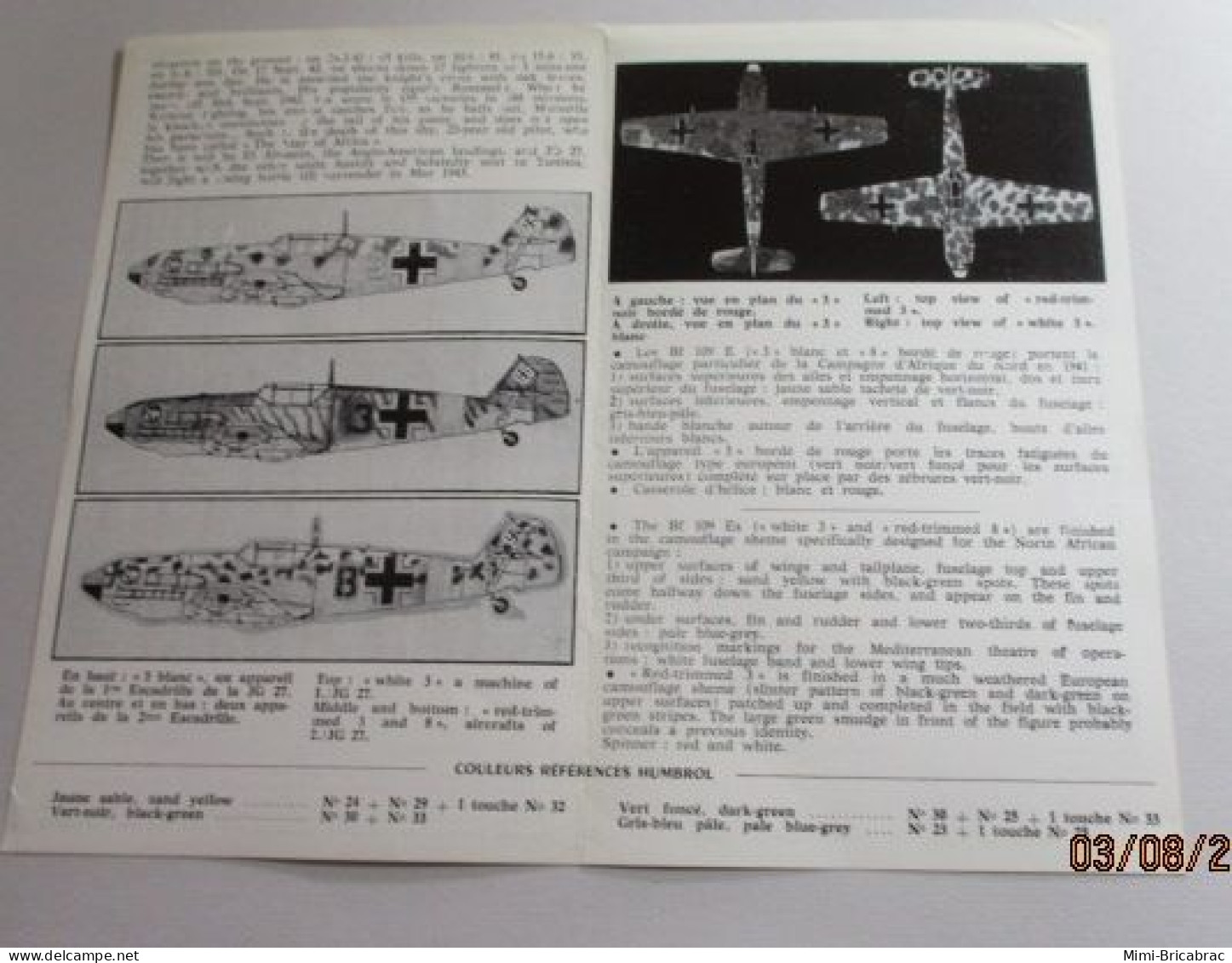 823 Pour Collectionneurs Avertis : Notice Seule DECALS ABT Années 60/70 : N°14 LES ME 109 DE LA JG27 MARSEILLE - Avions